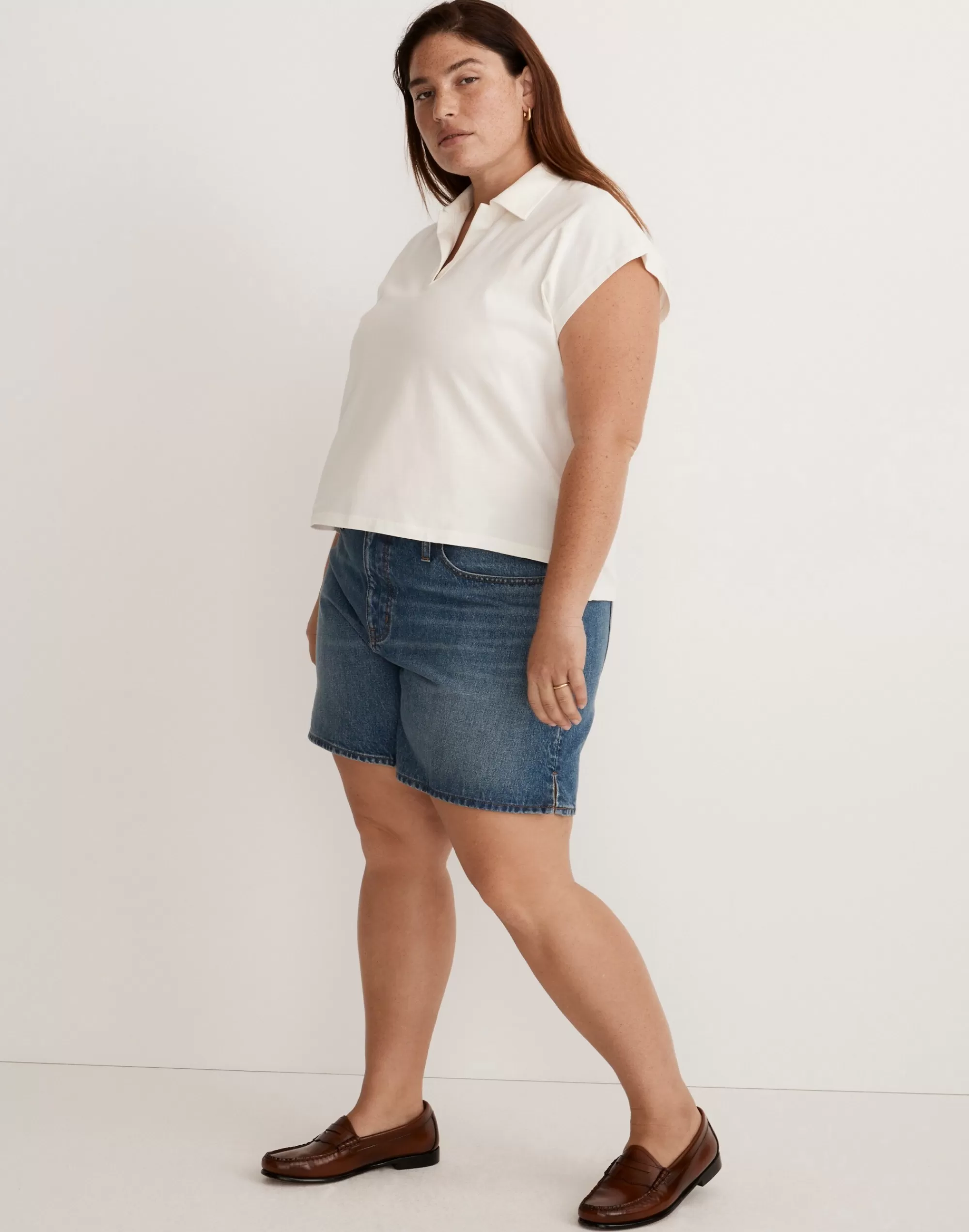 Madewell Tees>Plus Relaxed Polo Tee Lighthouse