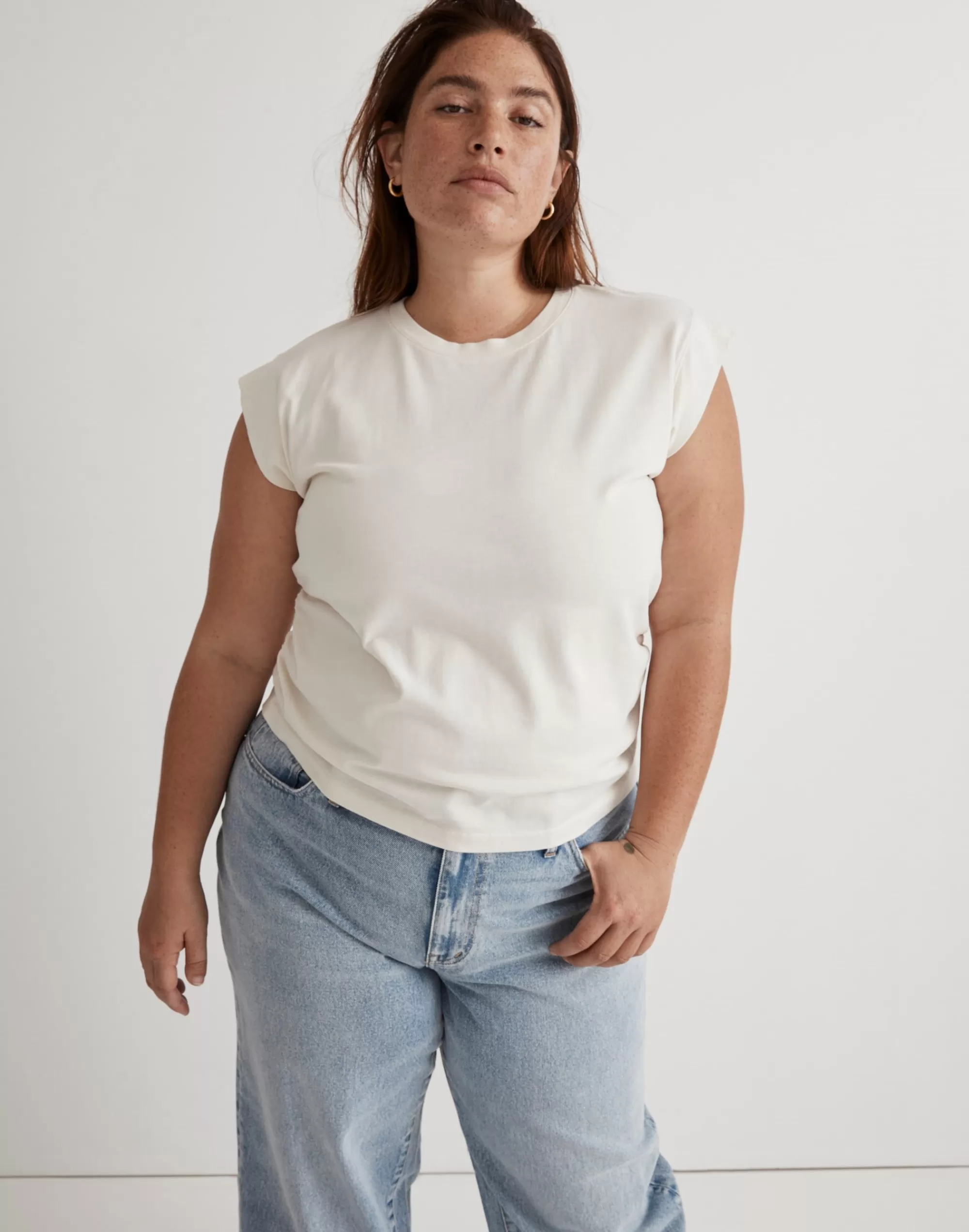 Madewell Tees>Plus Side-Cinch Muscle Tee Lighthouse