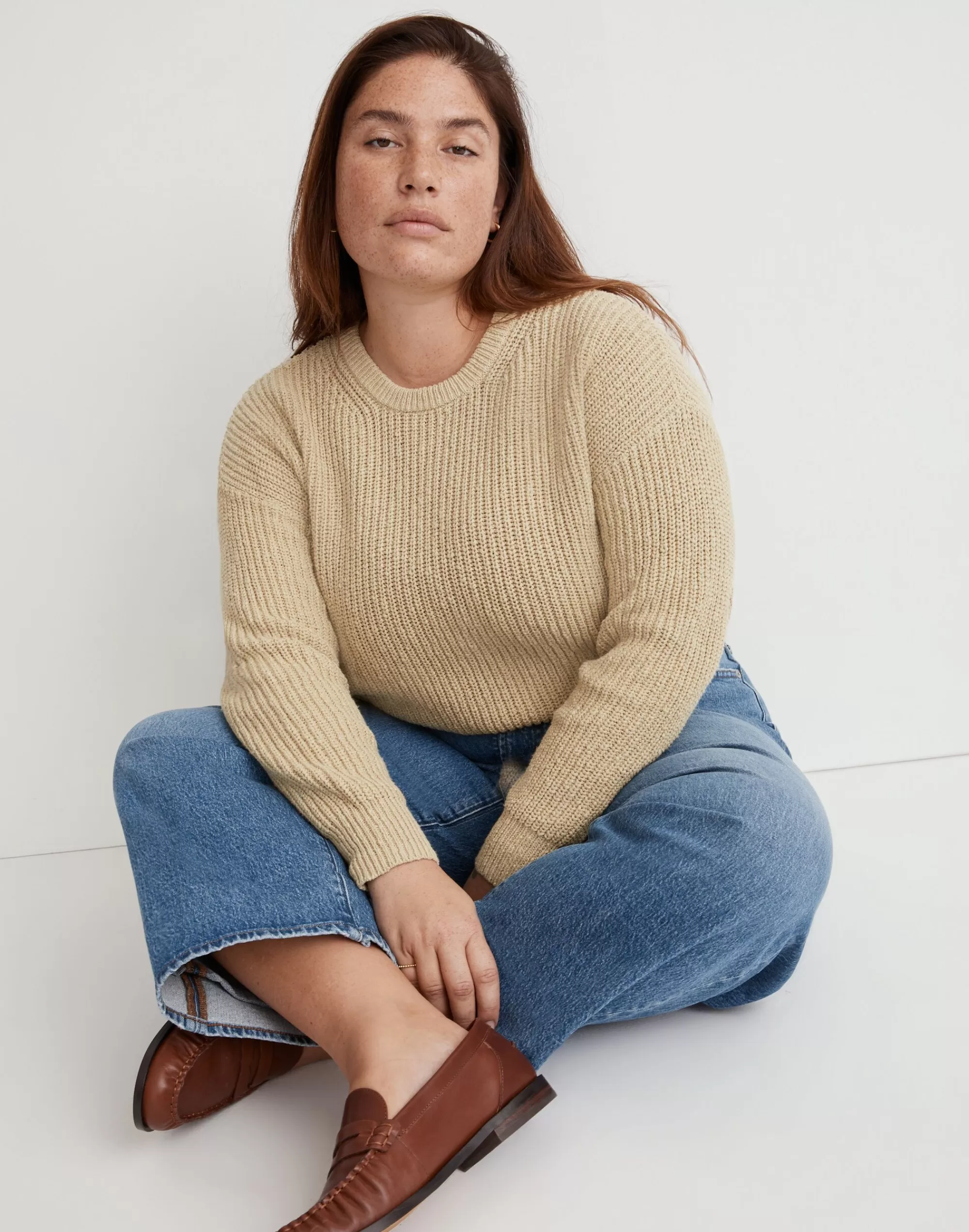 Madewell Sweaters>Plus Textural-Knit Pullover Sweater Pale Lichen