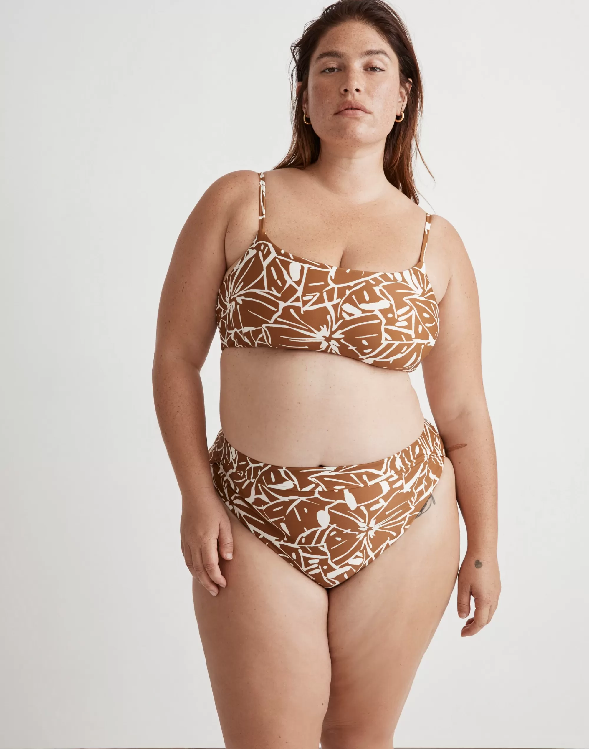 Madewell Swim>Plus Tie-Back Bikini Top In Abstract Flora Sepia