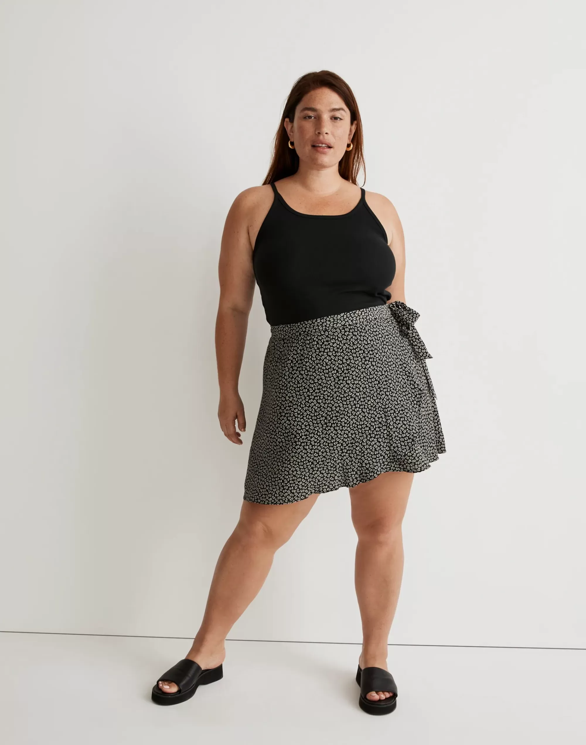 Madewell Skirts>Plus Wrap Mini Skirt In Bandana Flower True Black