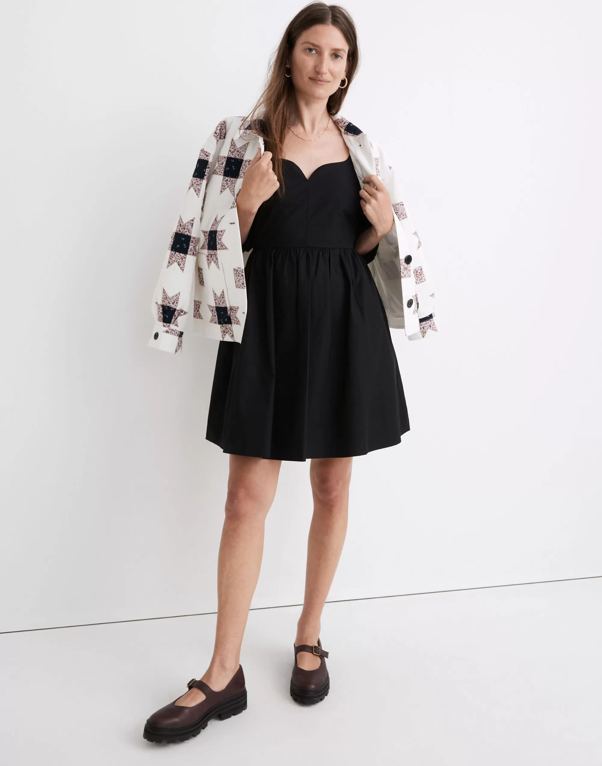 Madewell Dresses>Poplin Puff-Sleeve Mini Dress True Black