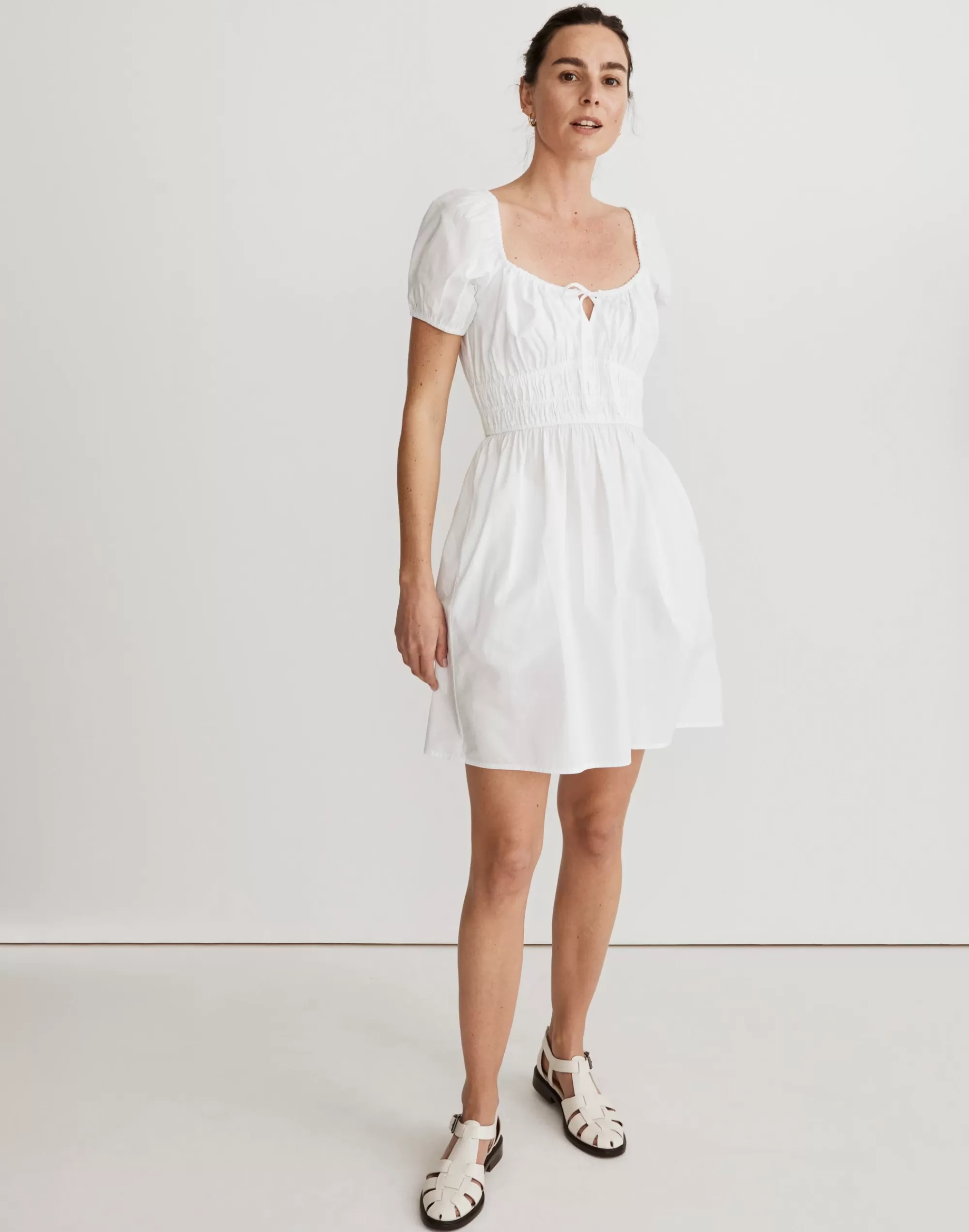 Madewell Dresses>Poplin Sophia Tie-Front Mini Dress Eyelet White