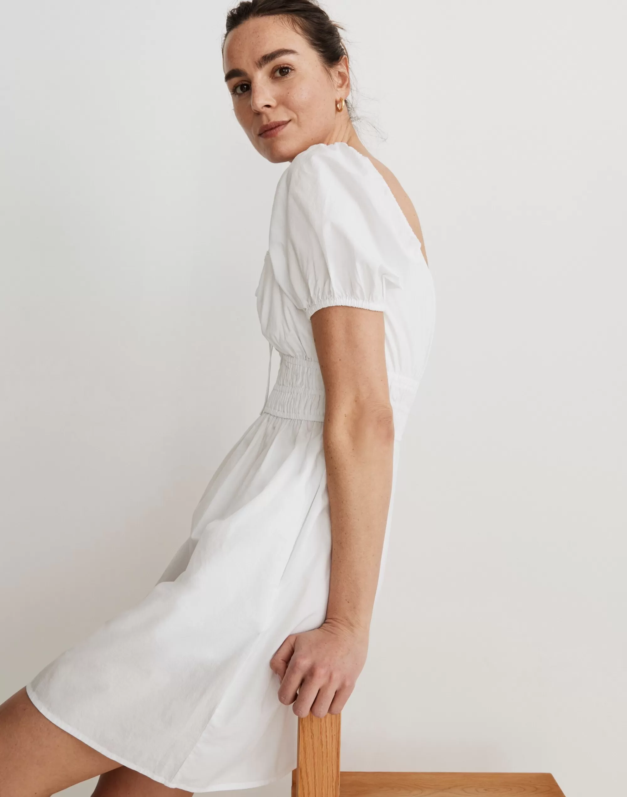 Madewell Dresses>Poplin Sophia Tie-Front Mini Dress Eyelet White