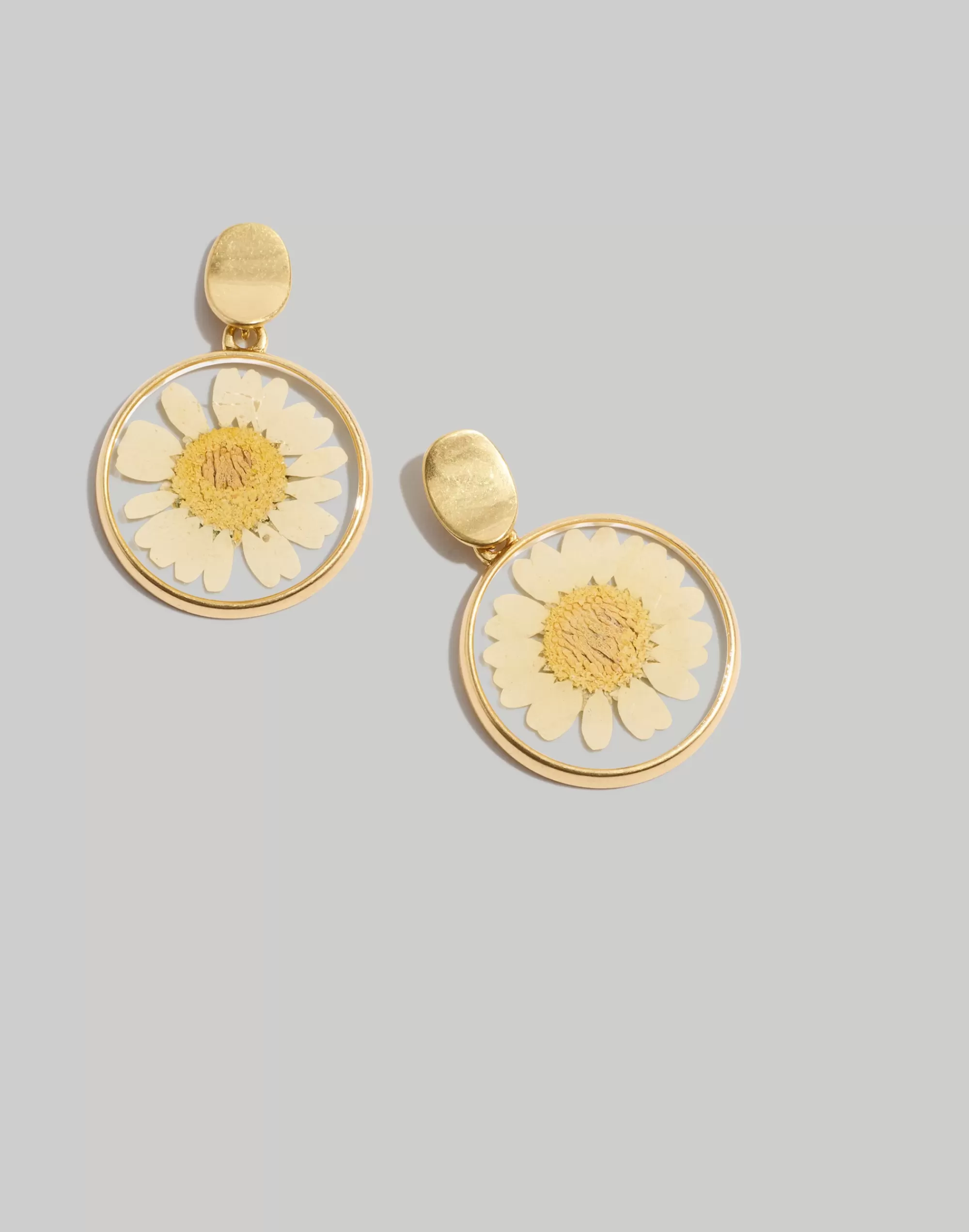 Madewell Earrings>Pressed Flower Statement Earrings Vintage Gold