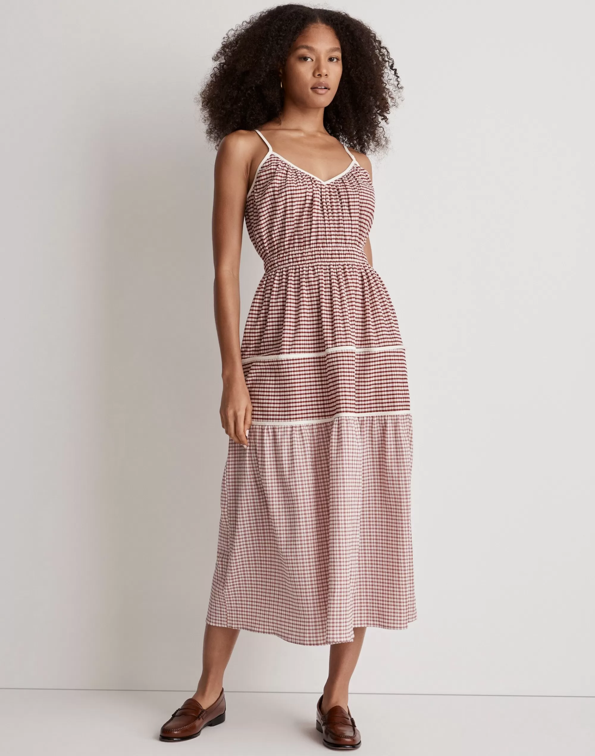 Madewell Dresses>Proche Gingham Maria Dress Red Multi