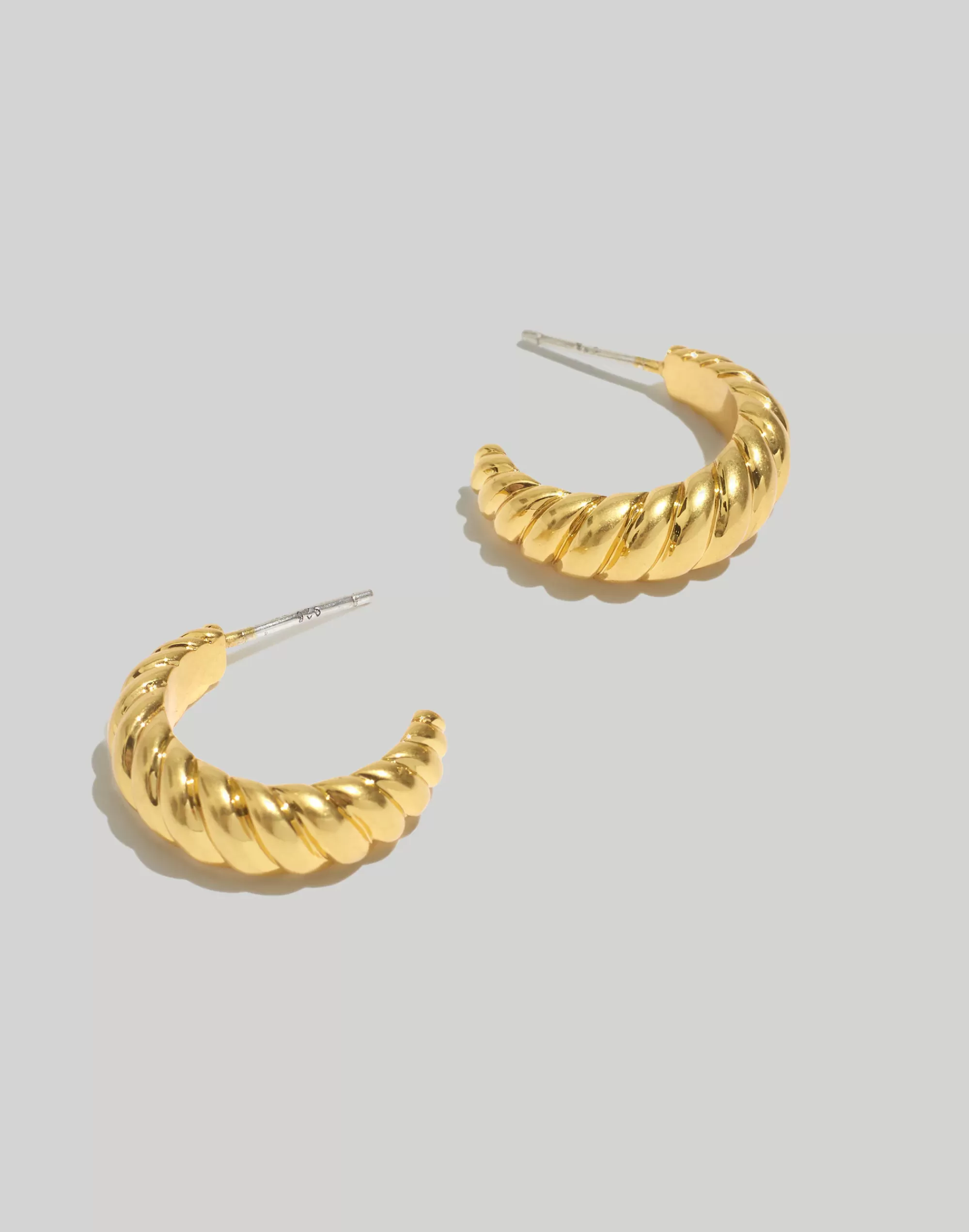 Madewell Earrings>Puffed Small Hoop Earrings Vintage Gold