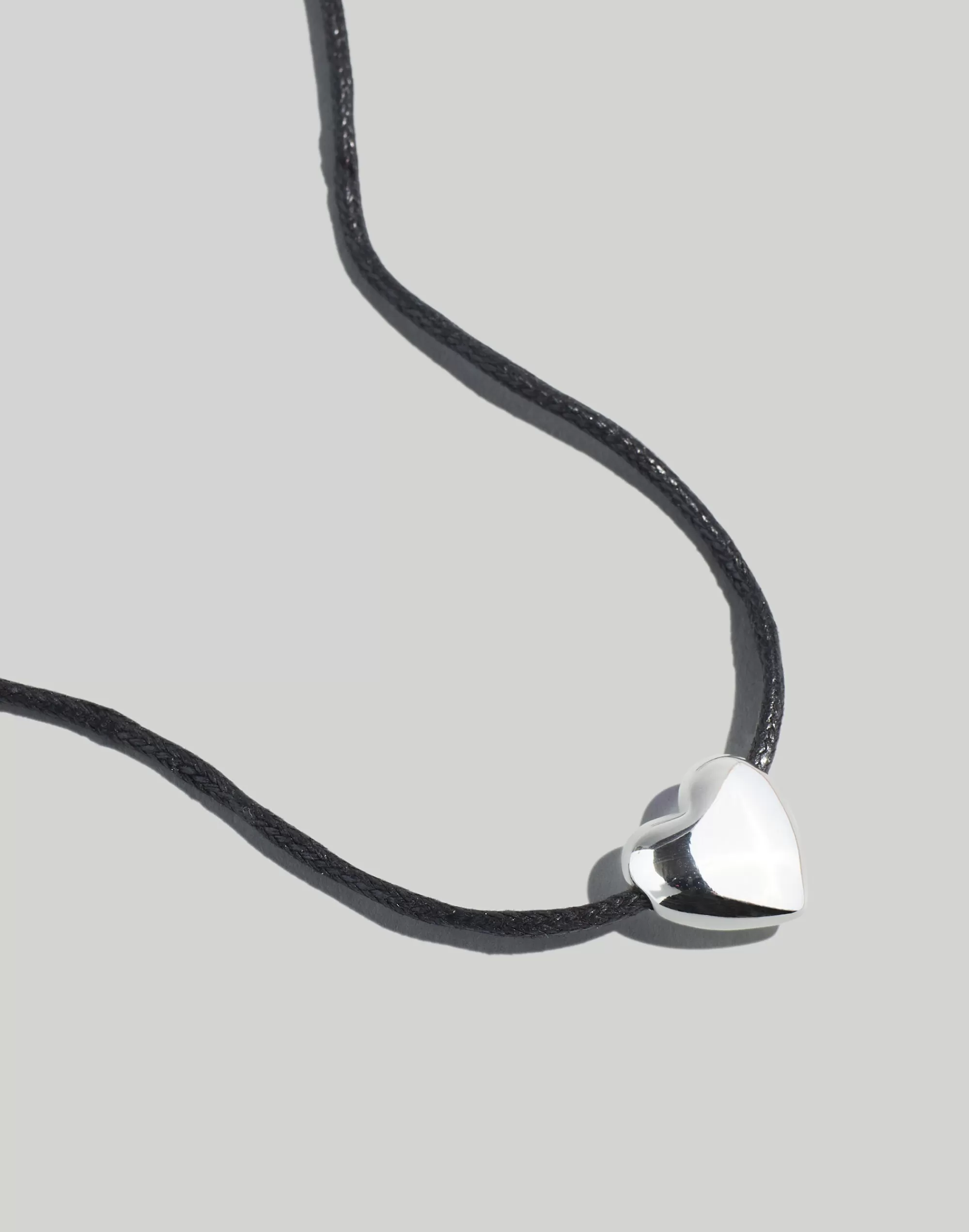 Madewell Jewelry>Puffy Heart Cord Choker Necklace Polished Silver