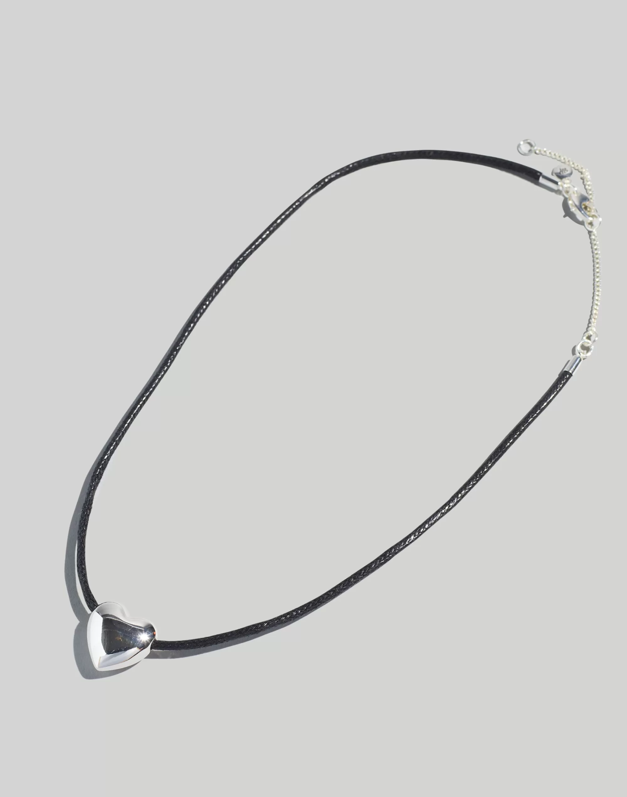 Madewell Jewelry>Puffy Heart Cord Choker Necklace Polished Silver