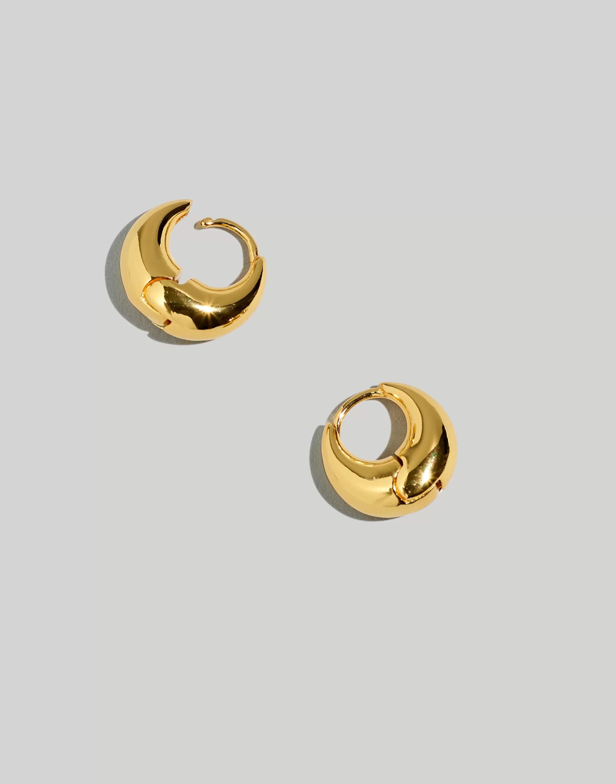 Madewell Earrings>Puffy Hoop Earrings Polished Gold