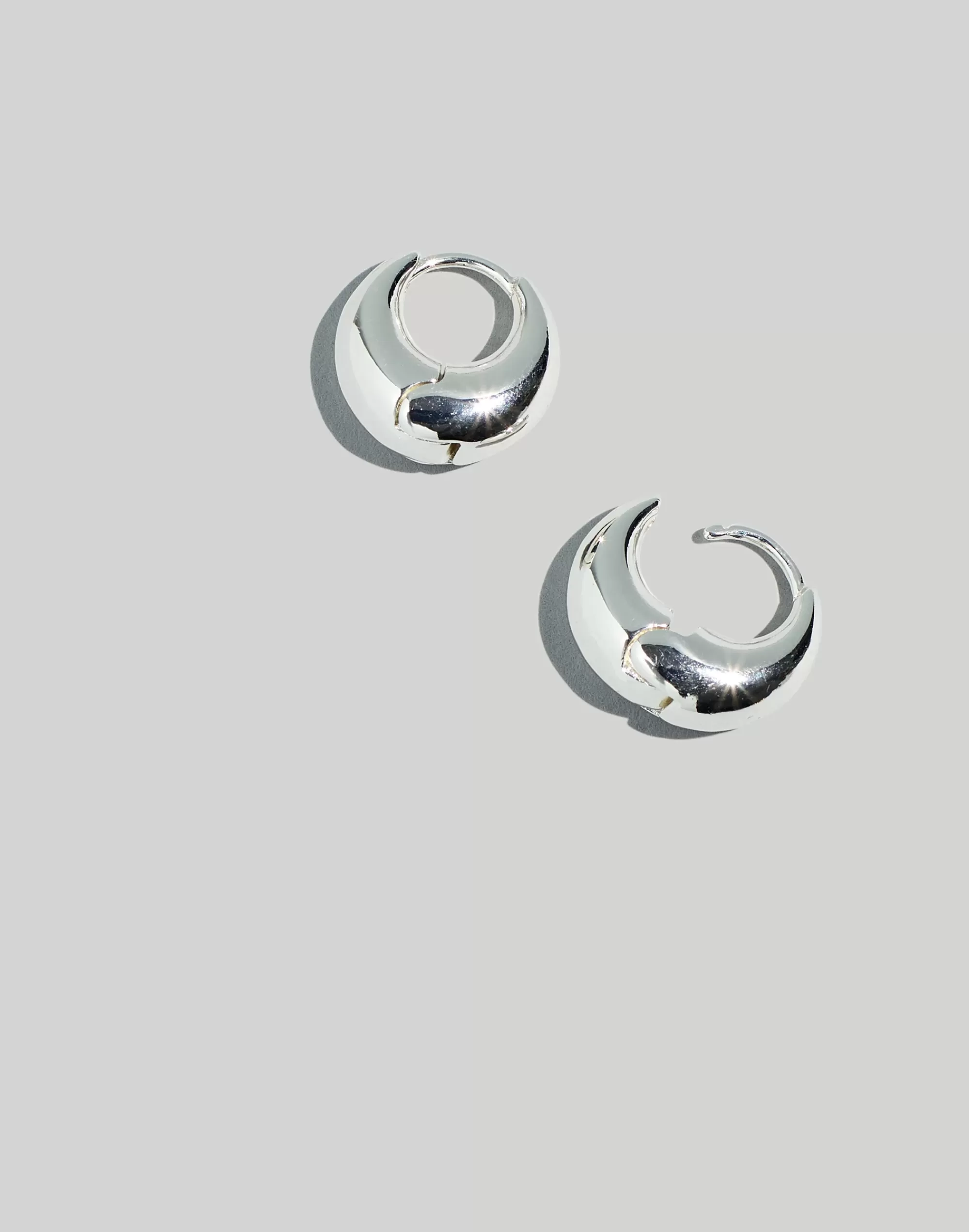 Madewell Earrings>Puffy Hoop Earrings Polished Silver