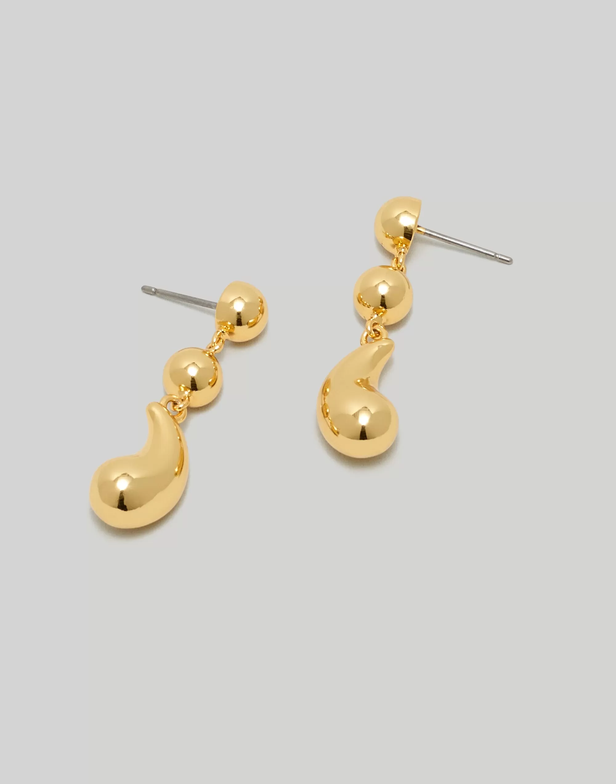 Madewell Earrings>Puffy Teardrop Drop Earrings Polished Gold