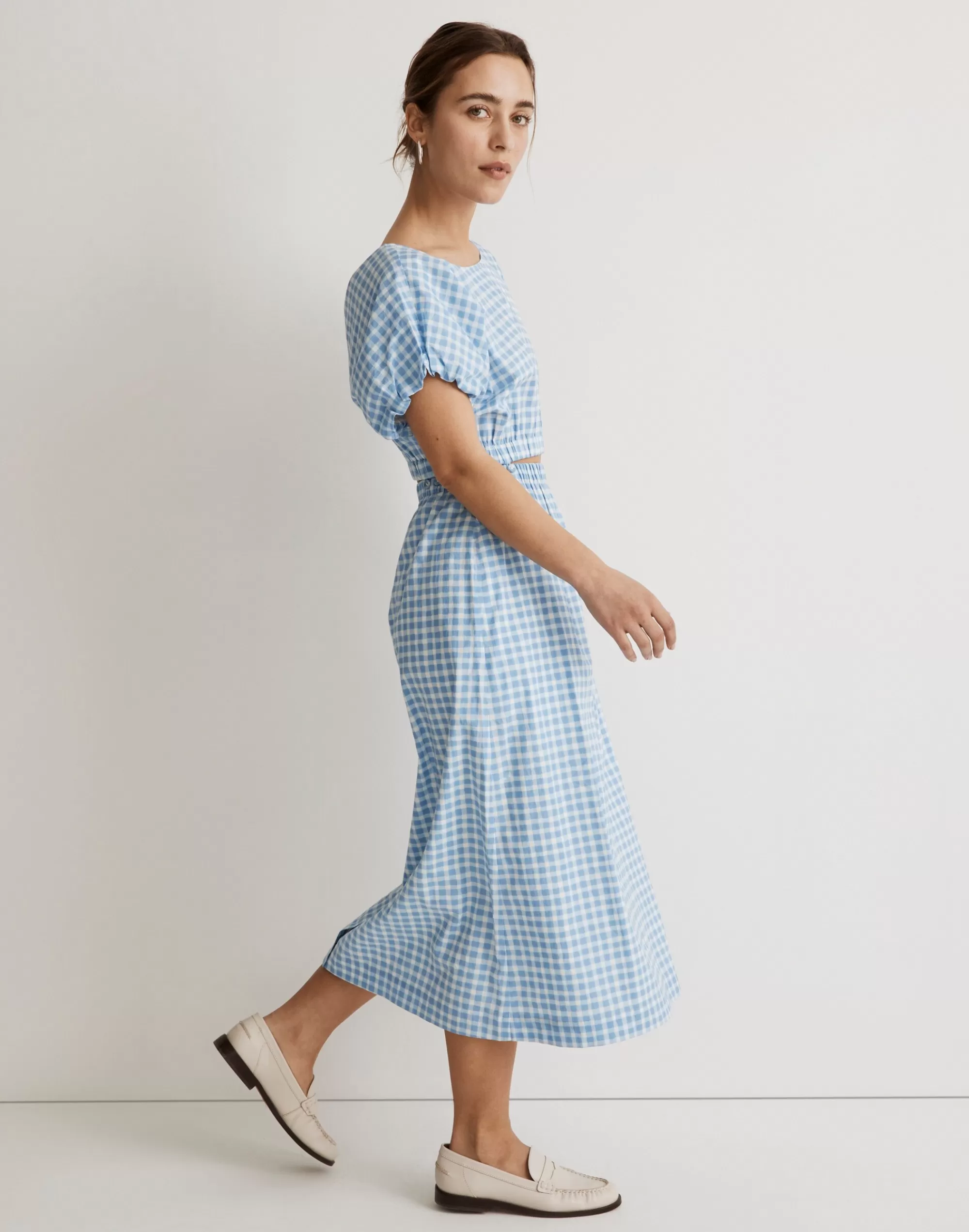 Madewell Dresses>Pull-On Dress Set In Gingham Check Shibori Yd