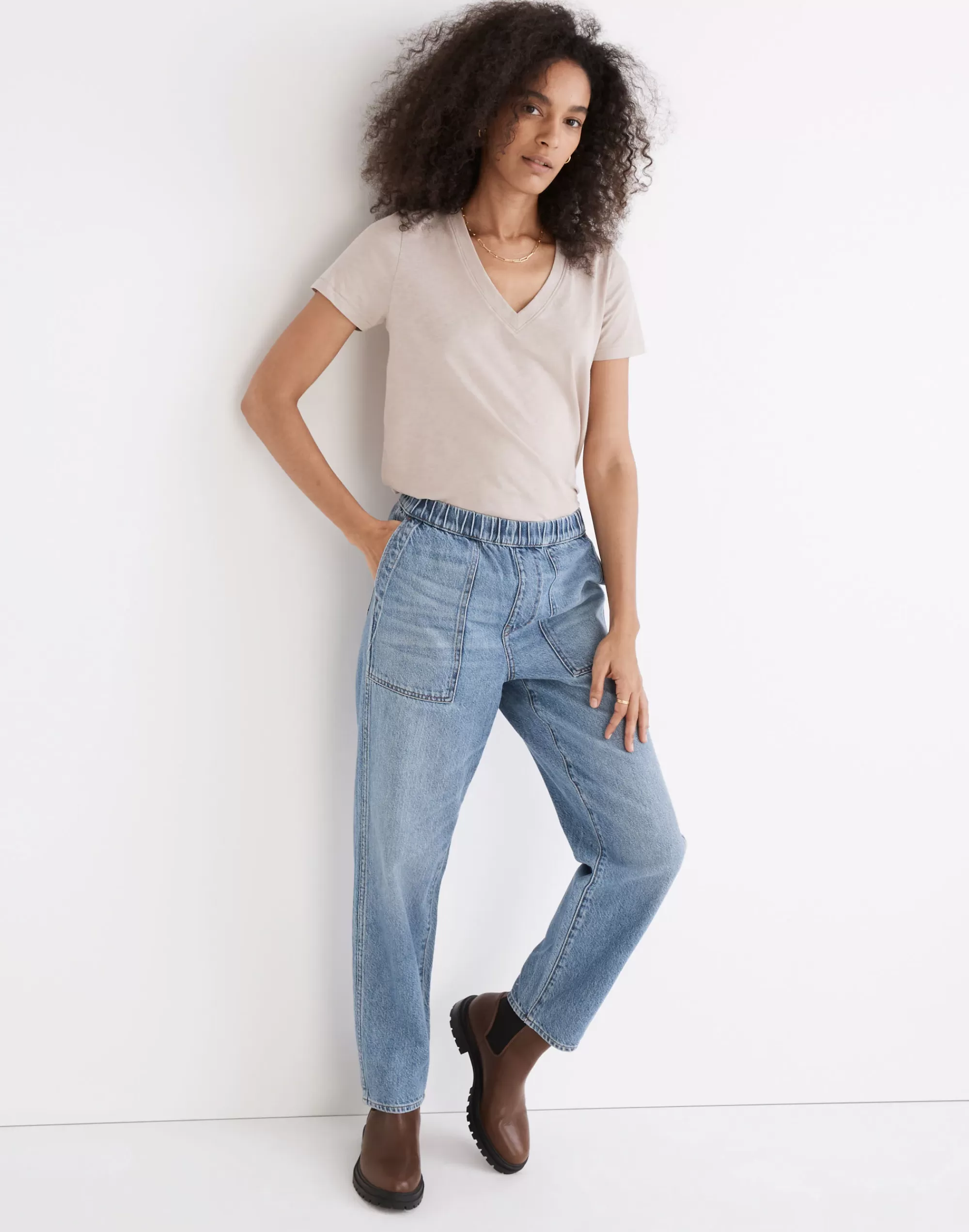 Madewell Baggy Jeans>Pull-On Relaxed Jeans In Beswick Wash