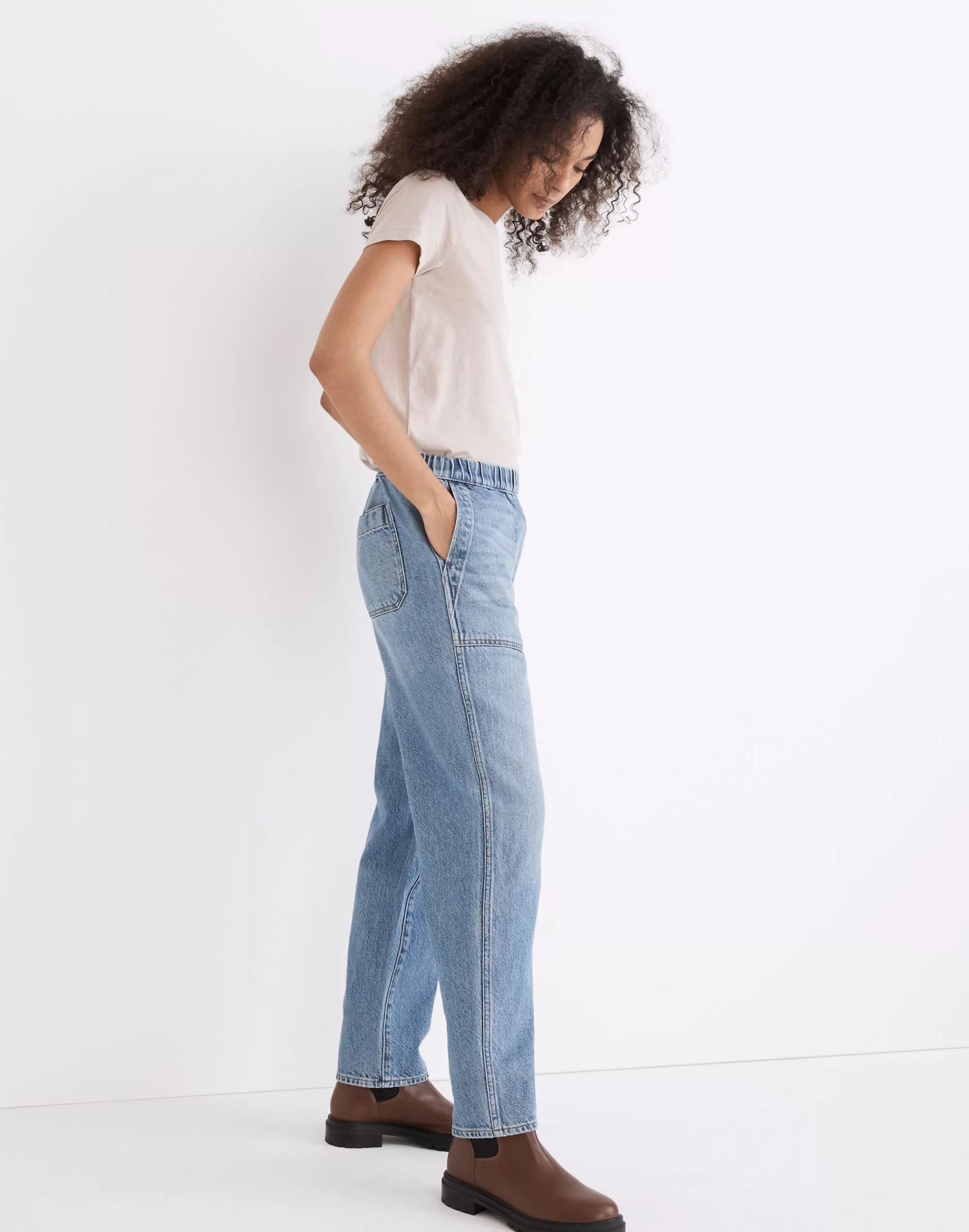 Madewell Baggy Jeans>Pull-On Relaxed Jeans In Beswick Wash