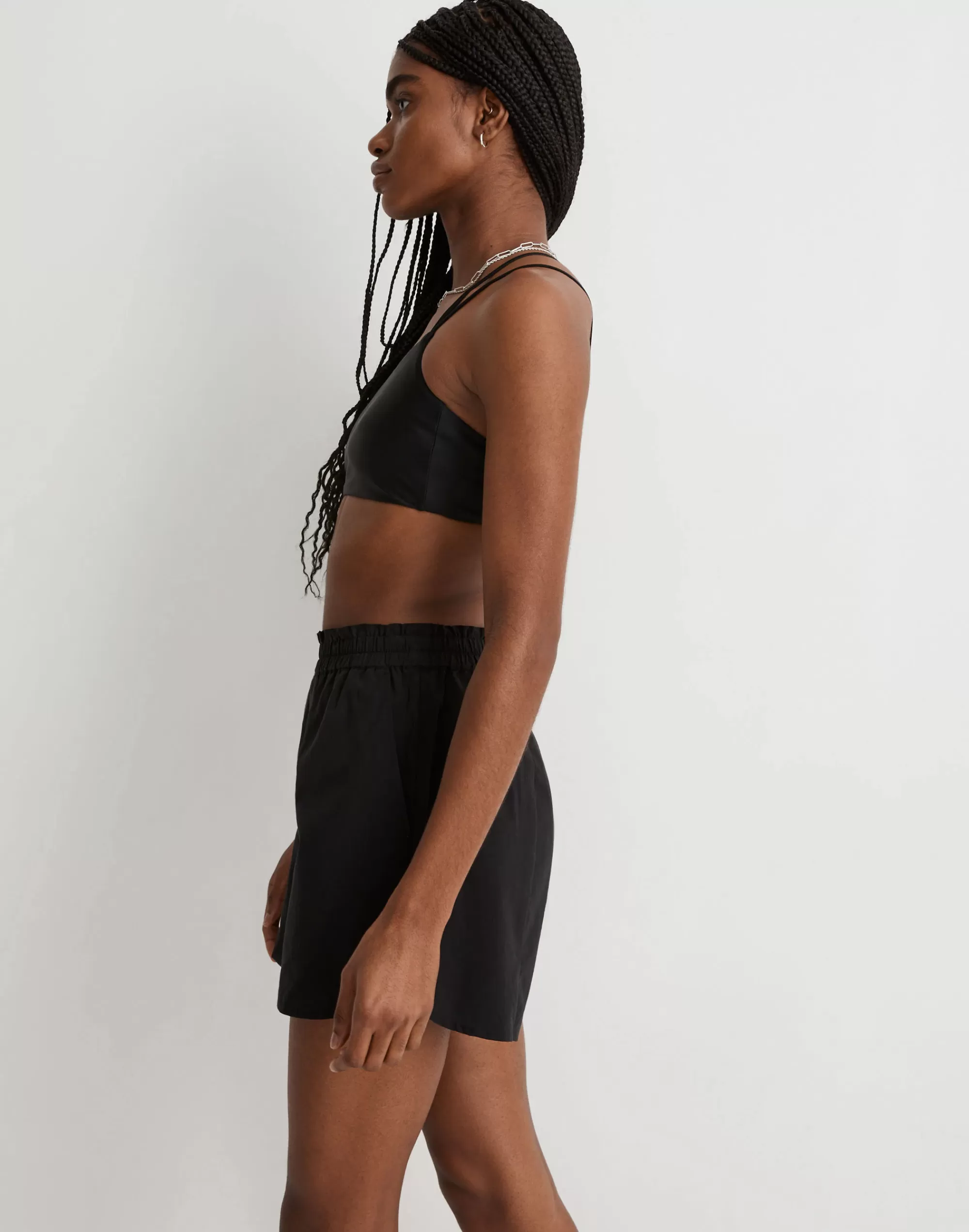 Madewell Shorts>Pull-On Shorts In Signature Poplin True Black