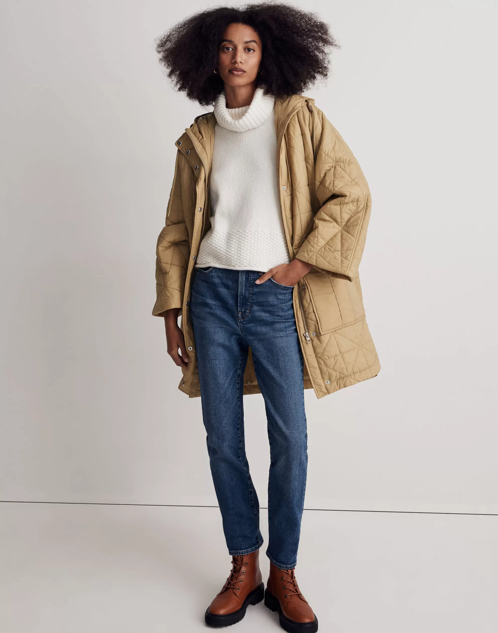 Madewell Jackets>Quilted Norris Poncho Muted Olive