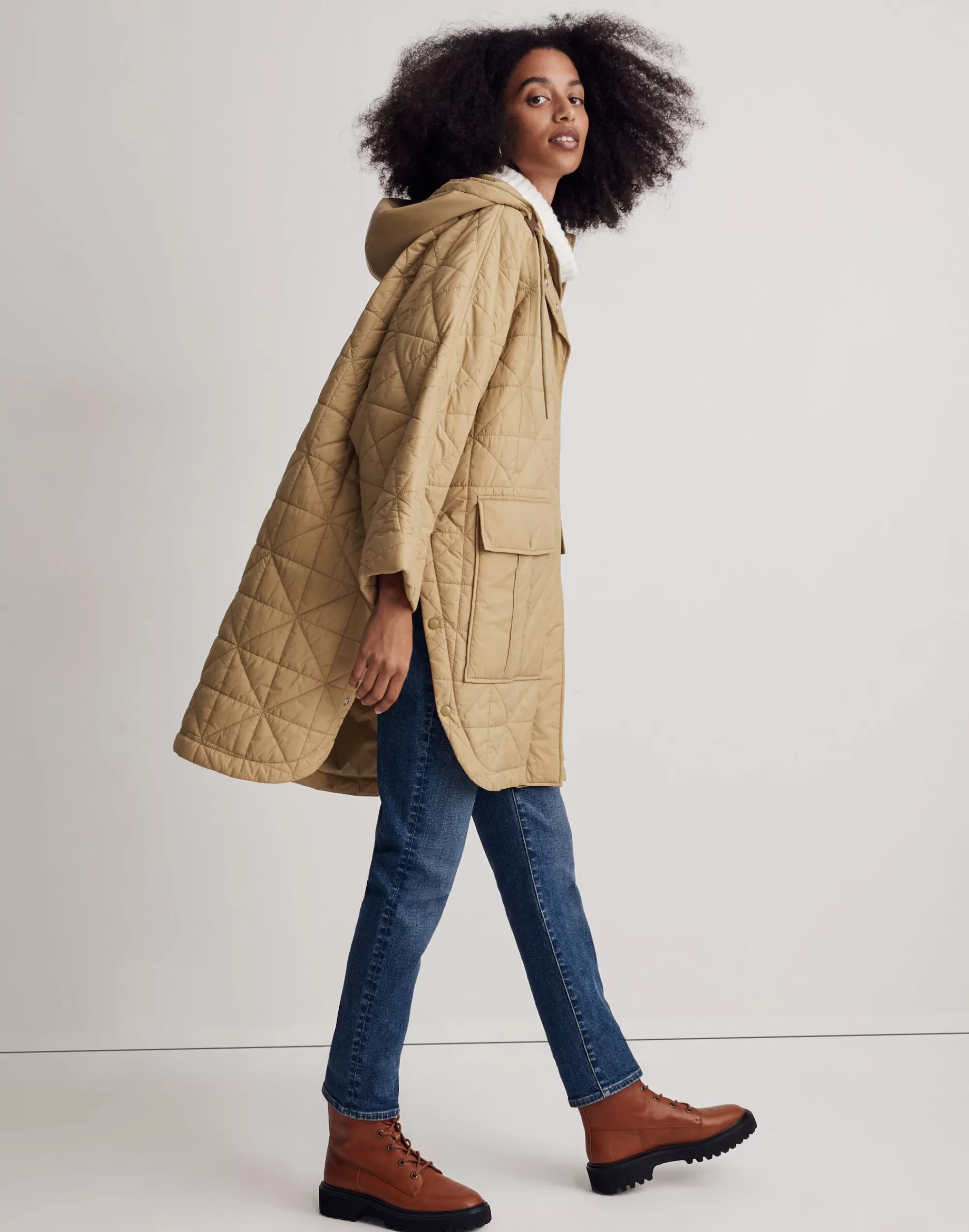 Madewell Jackets>Quilted Norris Poncho Muted Olive