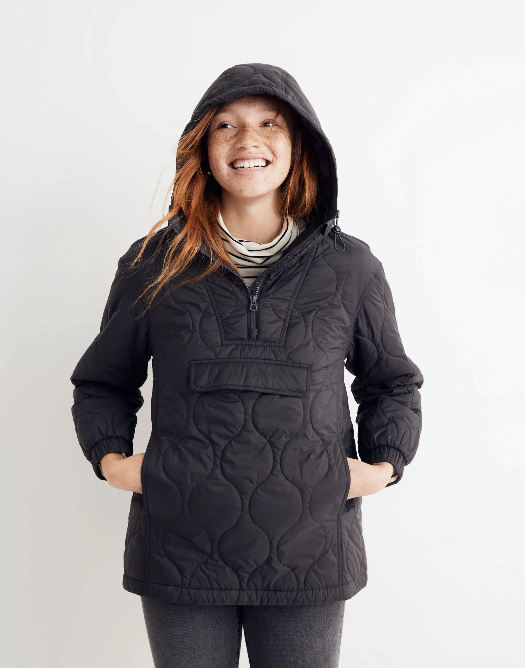 Madewell Jackets>Quilted Packable Popover Puffer Jacket Coal