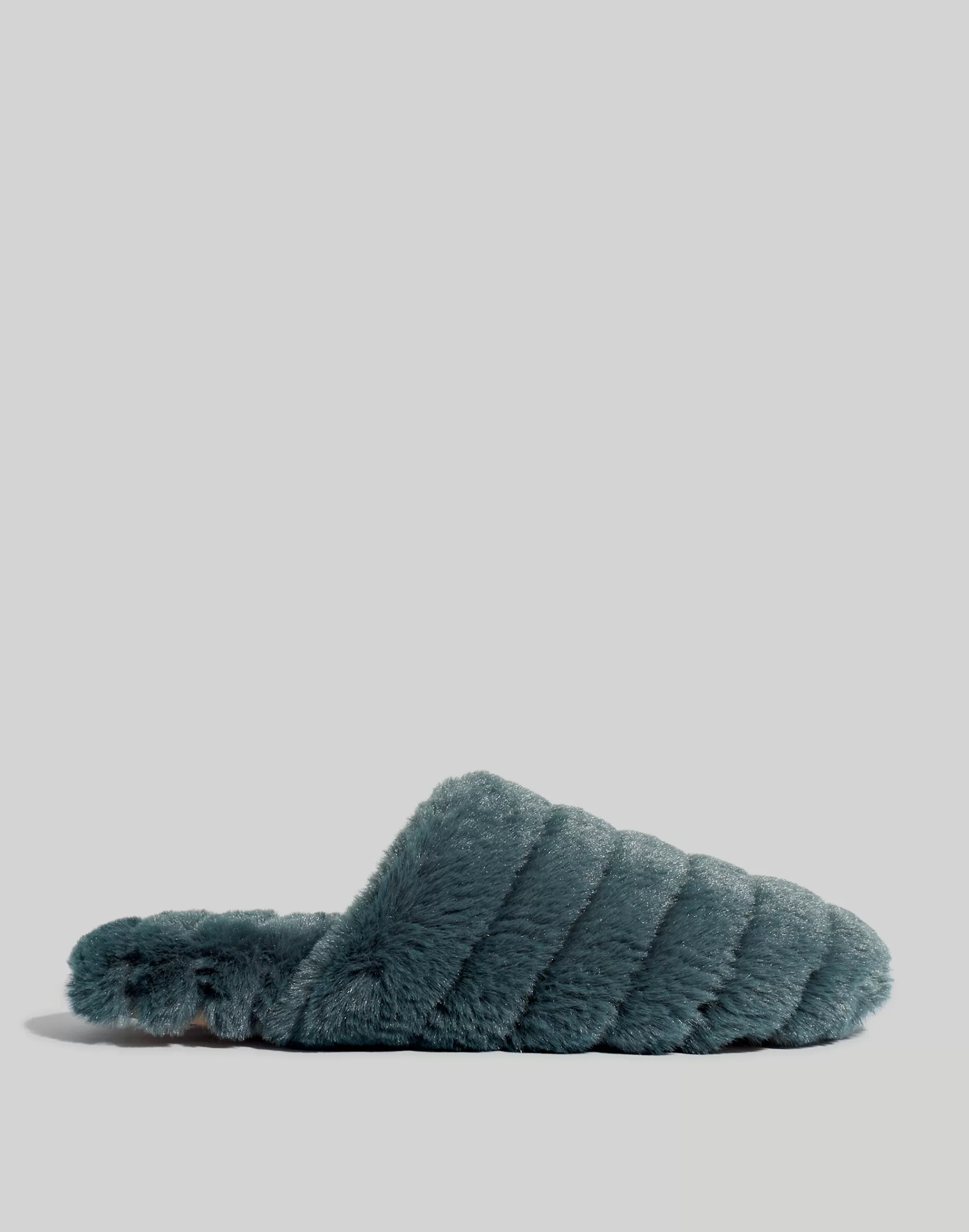 Madewell Pajamas>Quilted Scuff Slippers In Recycled Faux Fur Deep Forest