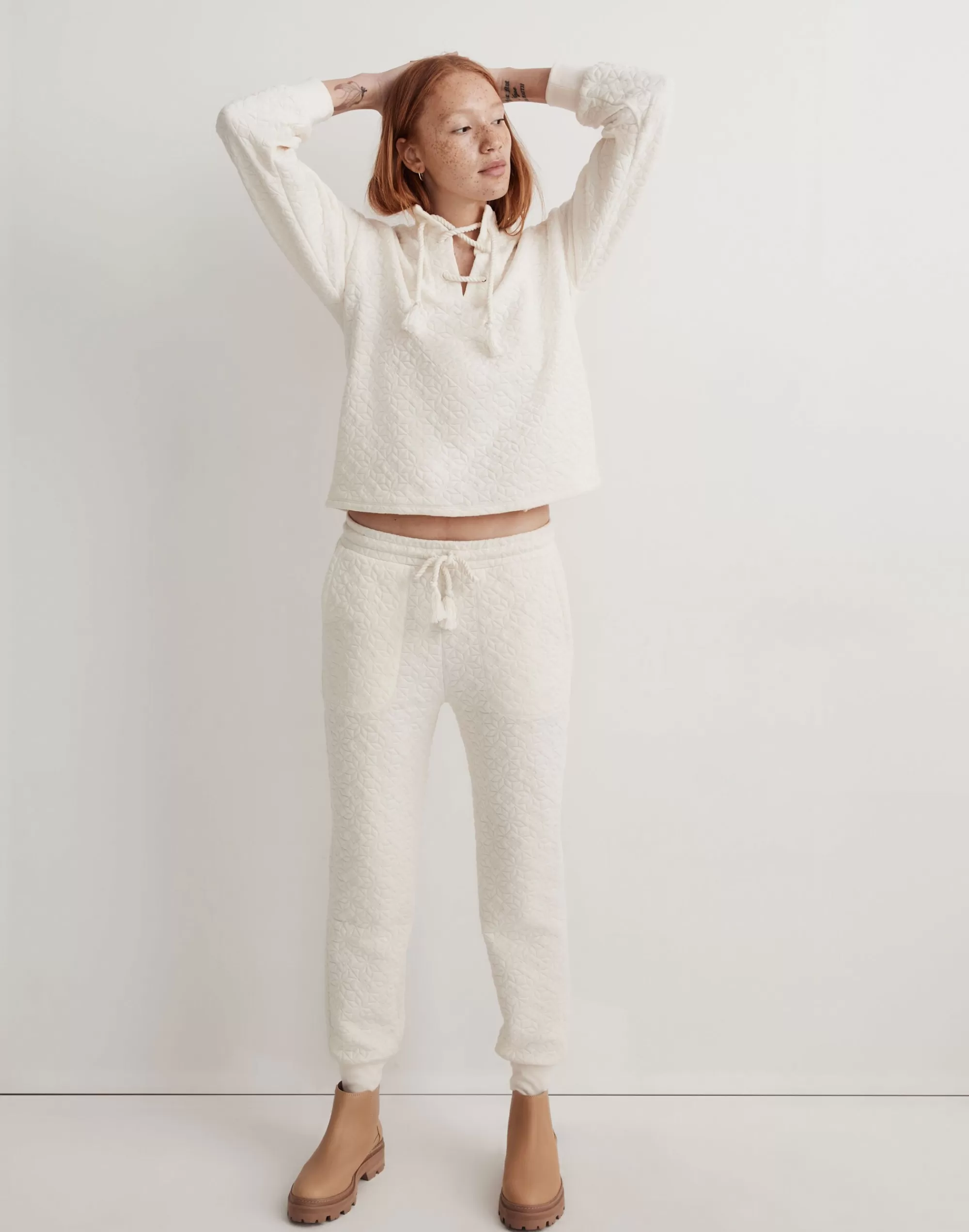 Madewell Sweatshirts & Sweatpants>Quilted-Knit Joggers Antique Cream