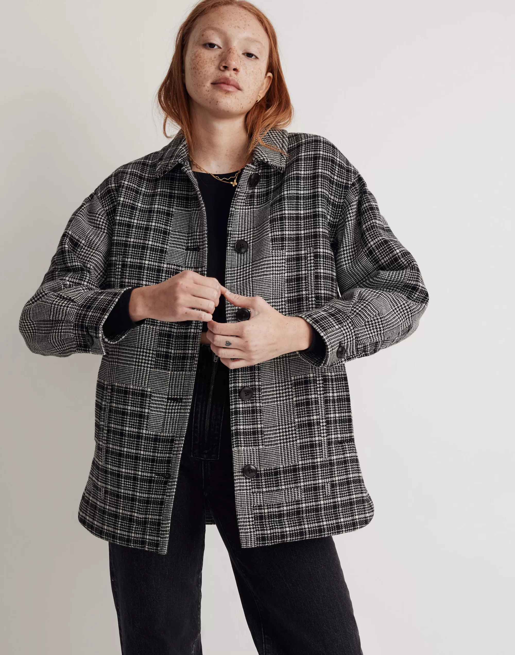 Madewell Jackets>Quilt-Lined Shirt-Jacket In Patchwork Print True Black