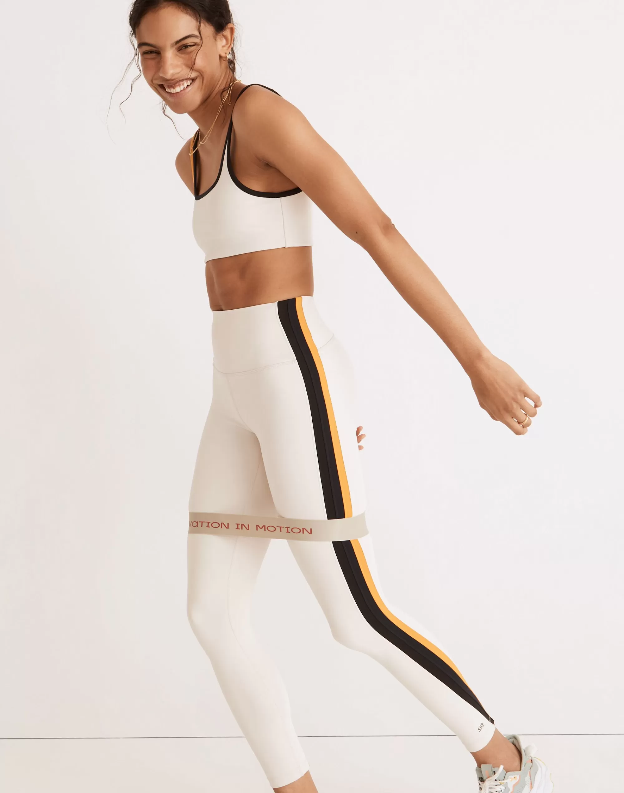 Madewell Activewear>Recycled Techflex High-Rise Full-Length Leggings Vintage White/Black