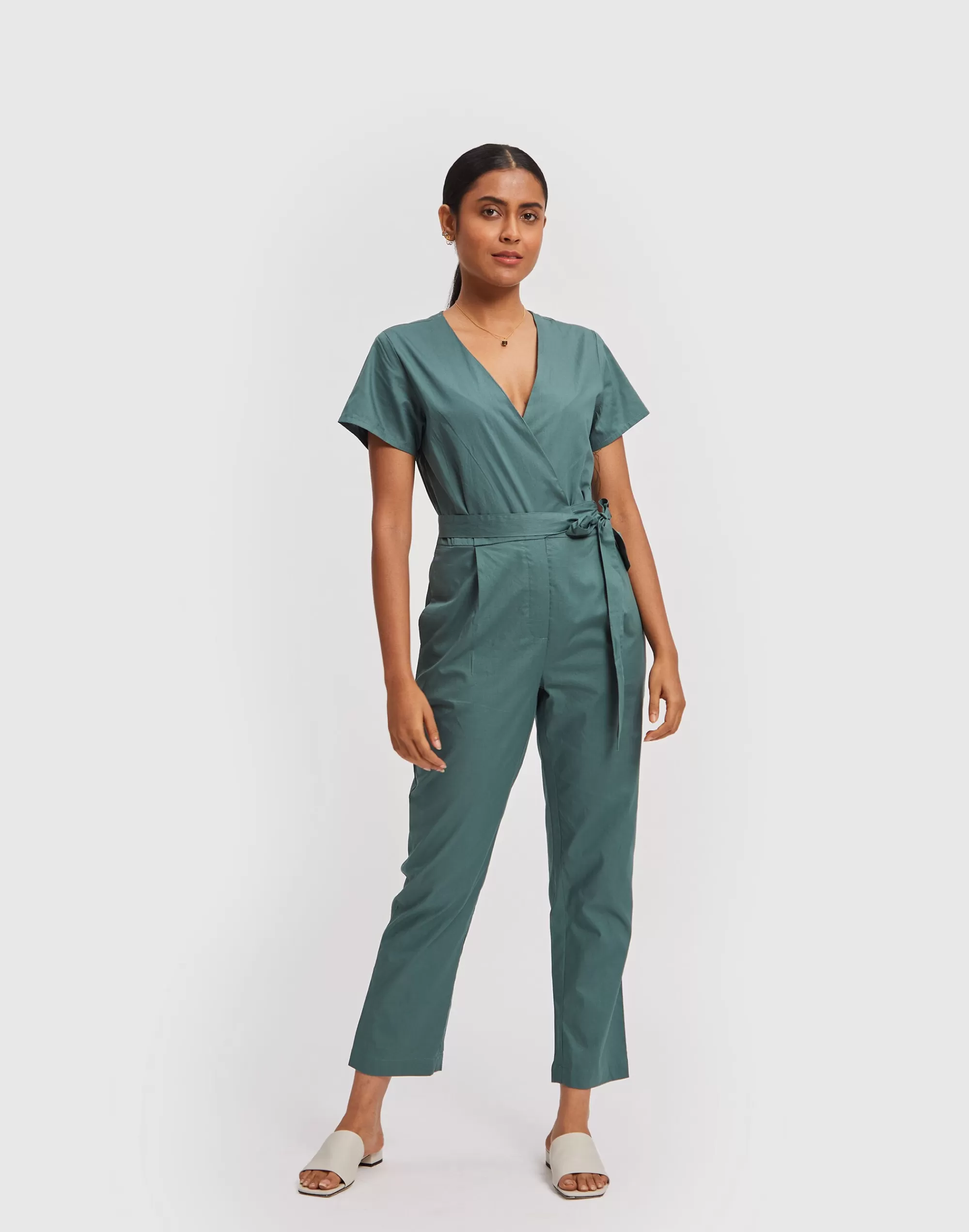 Madewell Dresses>Reistor Cropped Wrap Jumpsuit Green