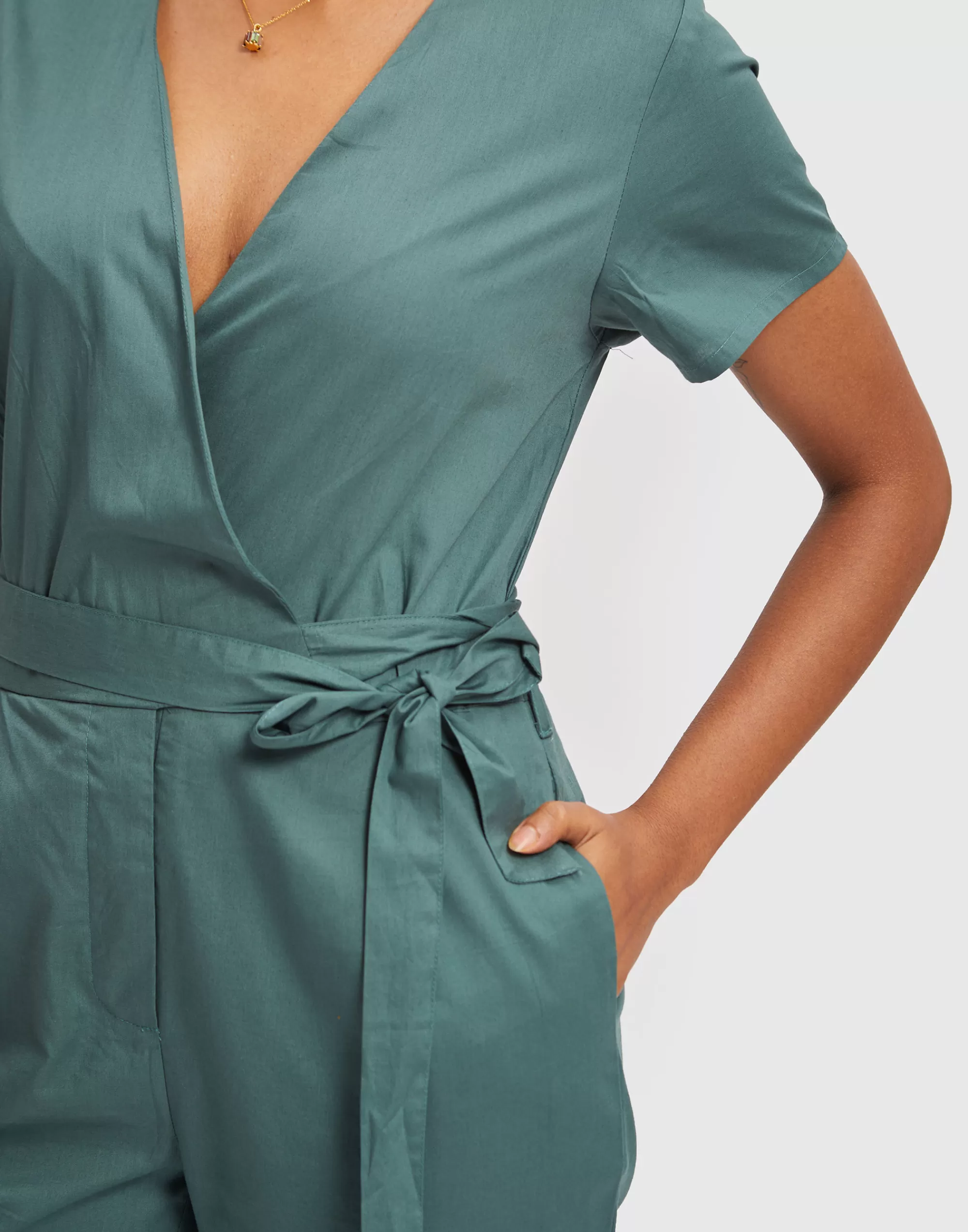 Madewell Dresses>Reistor Cropped Wrap Jumpsuit Green