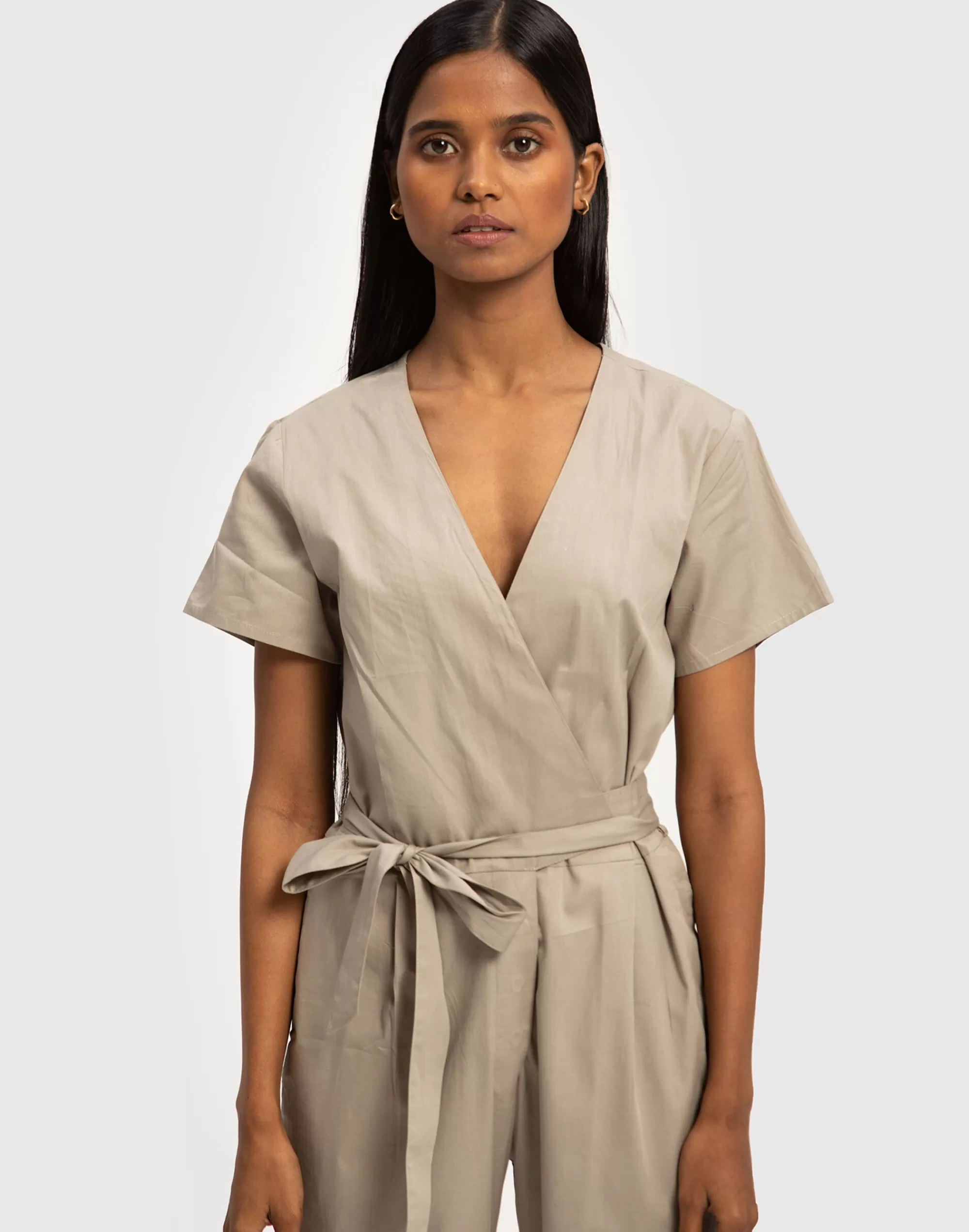 Madewell Dresses>Reistor Cropped Wrap Jumpsuit Sand