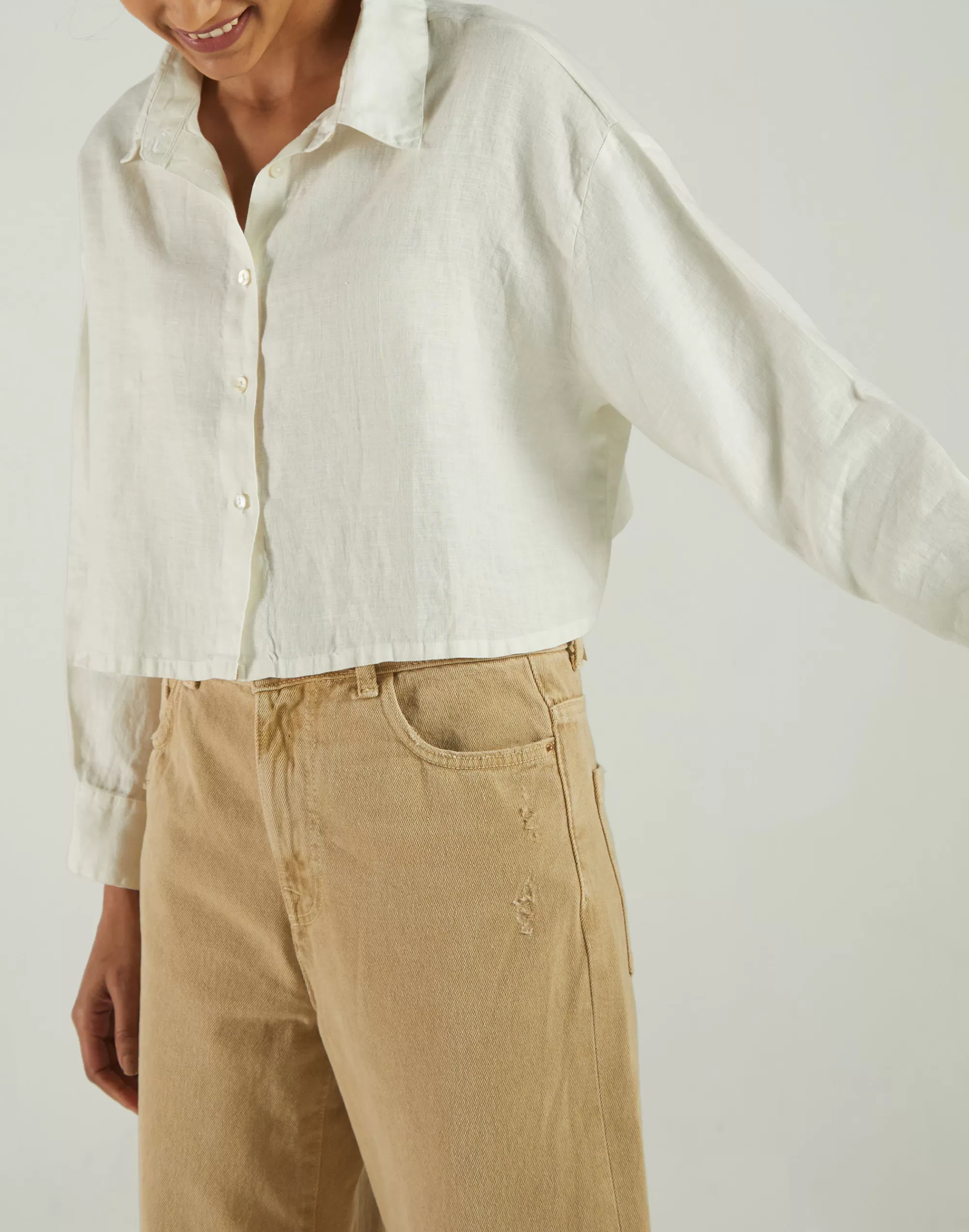 Madewell Tops & Shirts>Reistor Hemp Crop It Like Its's Hot Shirt Ivory White