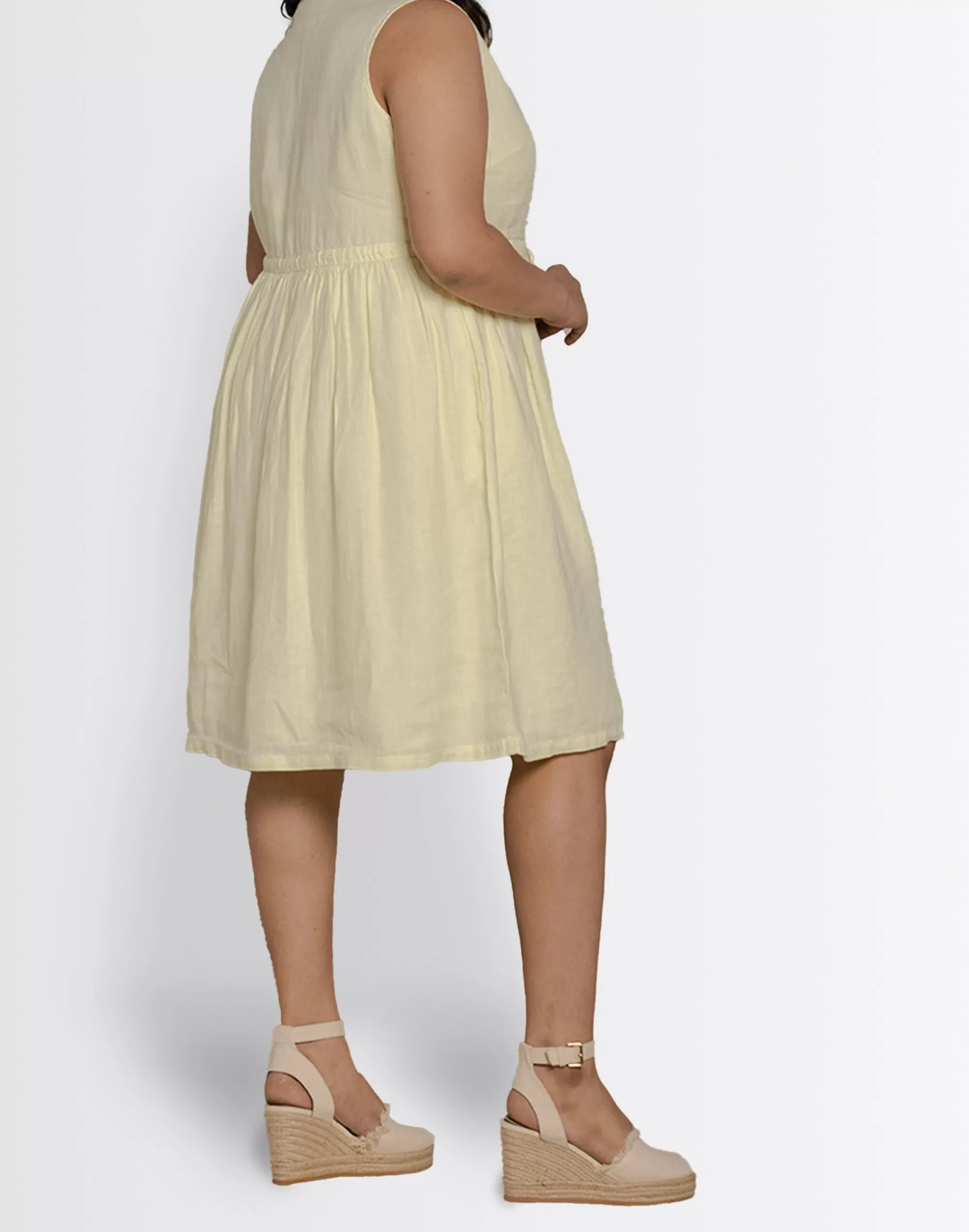 Madewell Dresses>Reistor Hemp Pina Colada Season Drawstring Dress Light Yellow