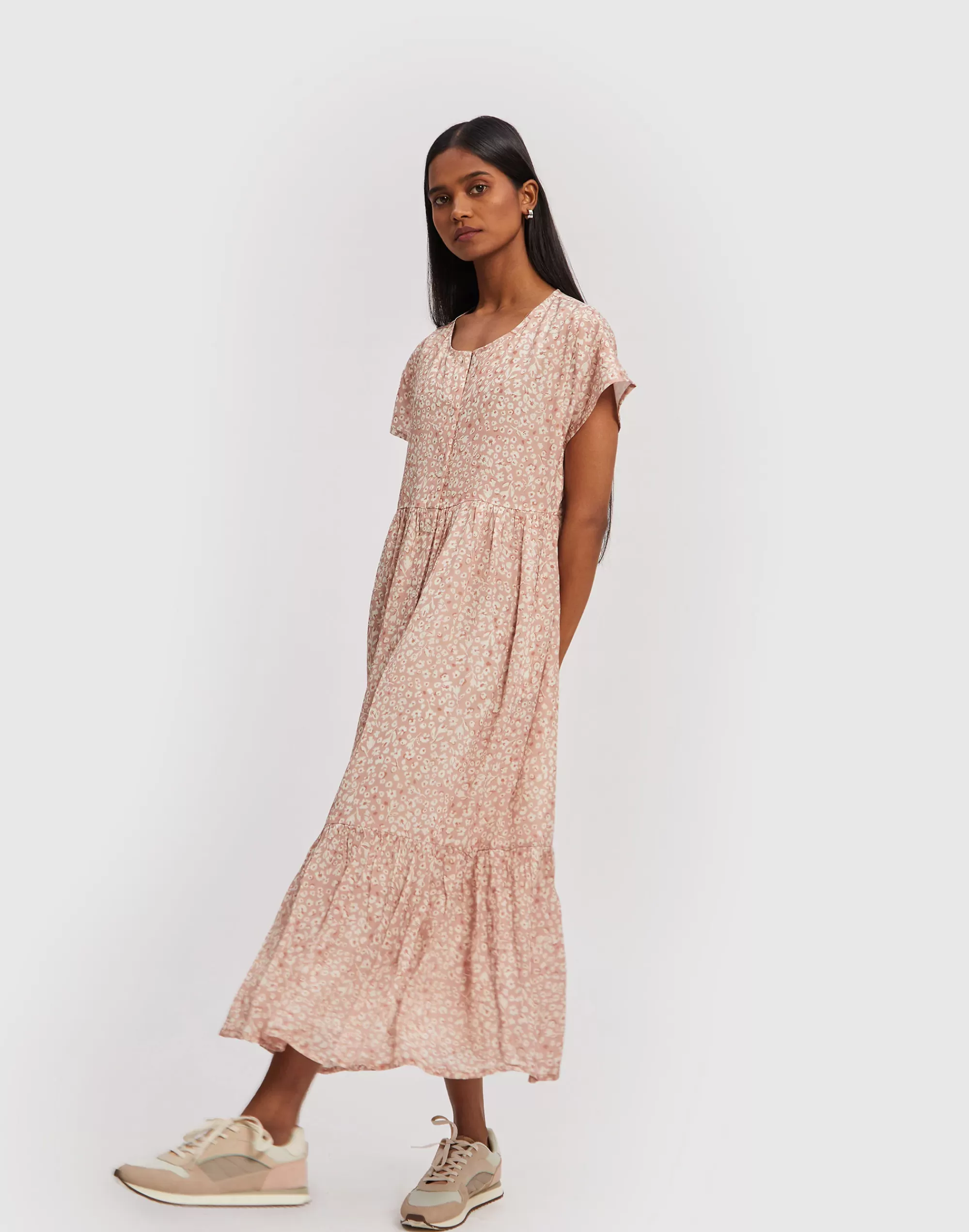 Madewell Dresses>Reistor Midi Tiered Shirt Dress Light Pink