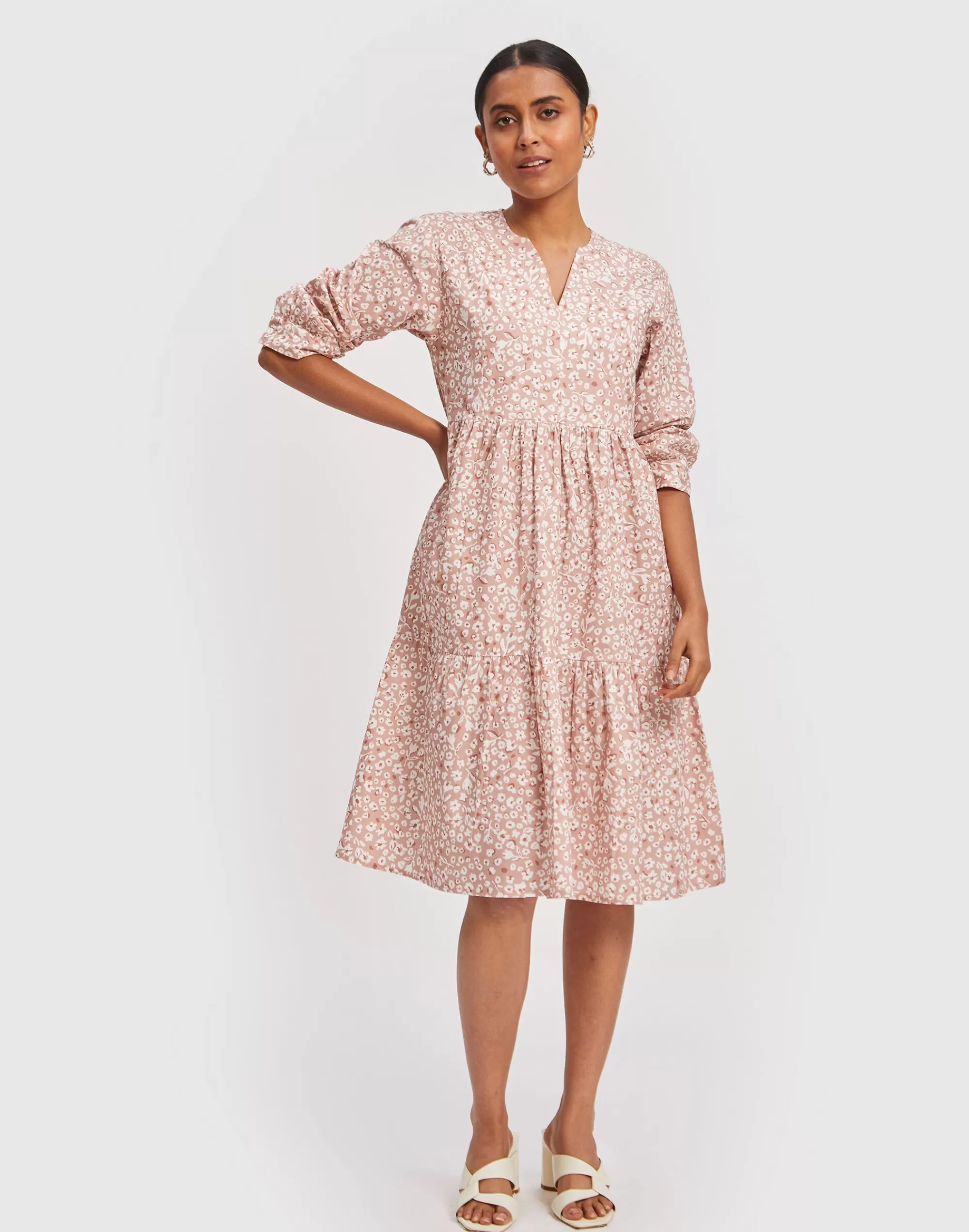 Madewell Dresses>Reistor Ruched Midi Dress Light Pink