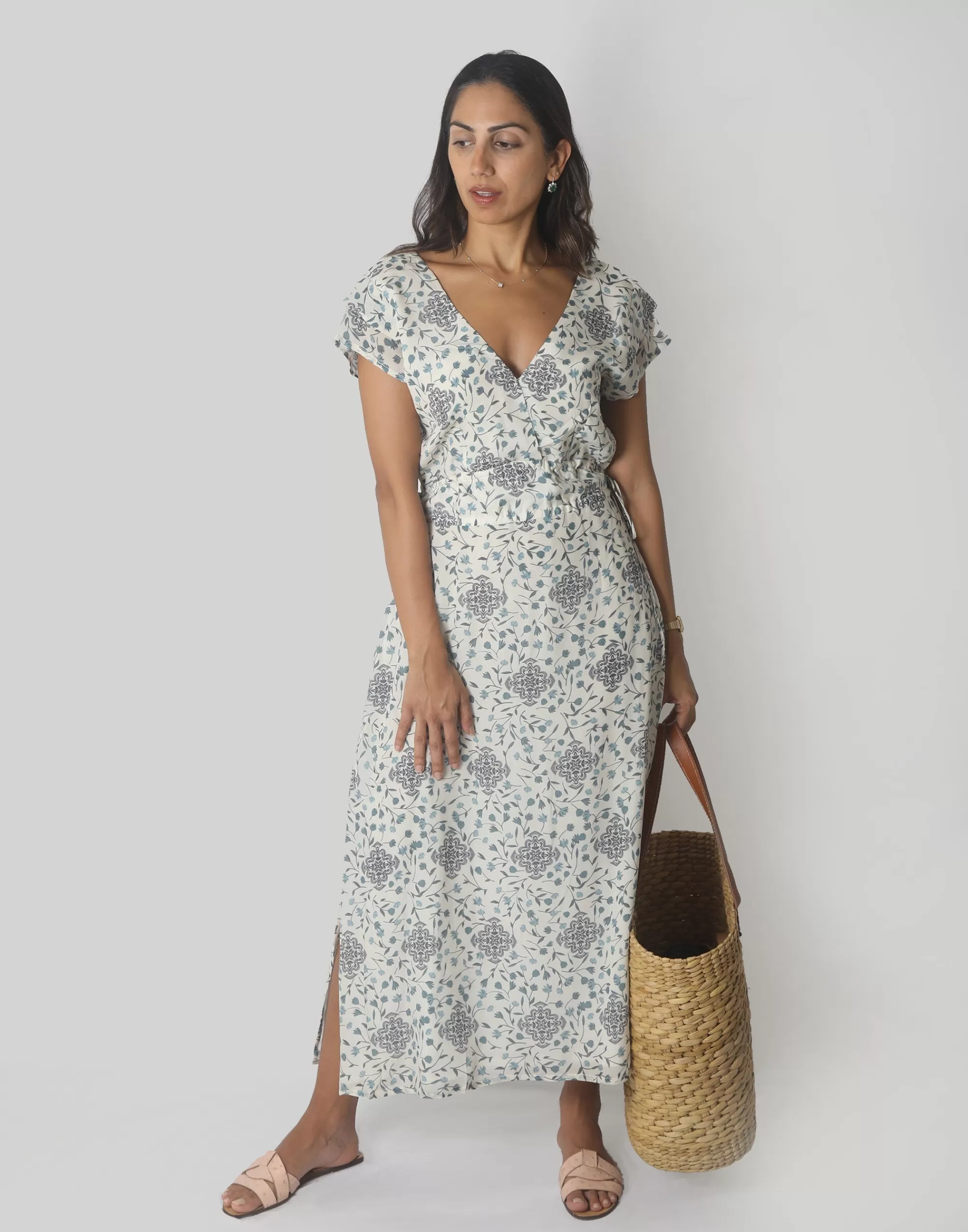 Madewell Dresses>Reistor Sapphire Haze Drawstring Maxi Dress Blue