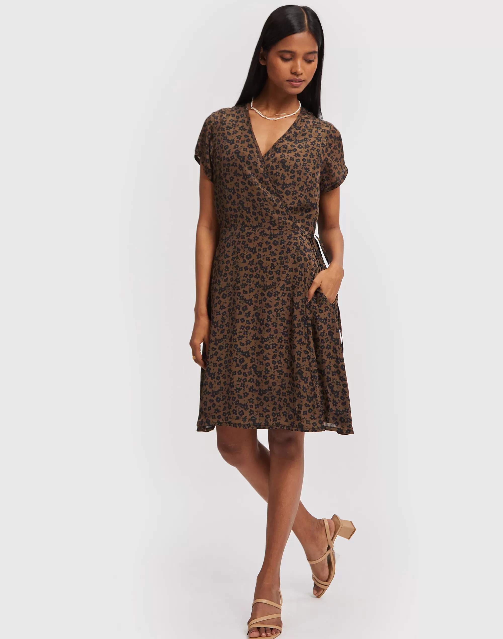 Madewell Dresses>Reistor Short Wrap Dress Brown