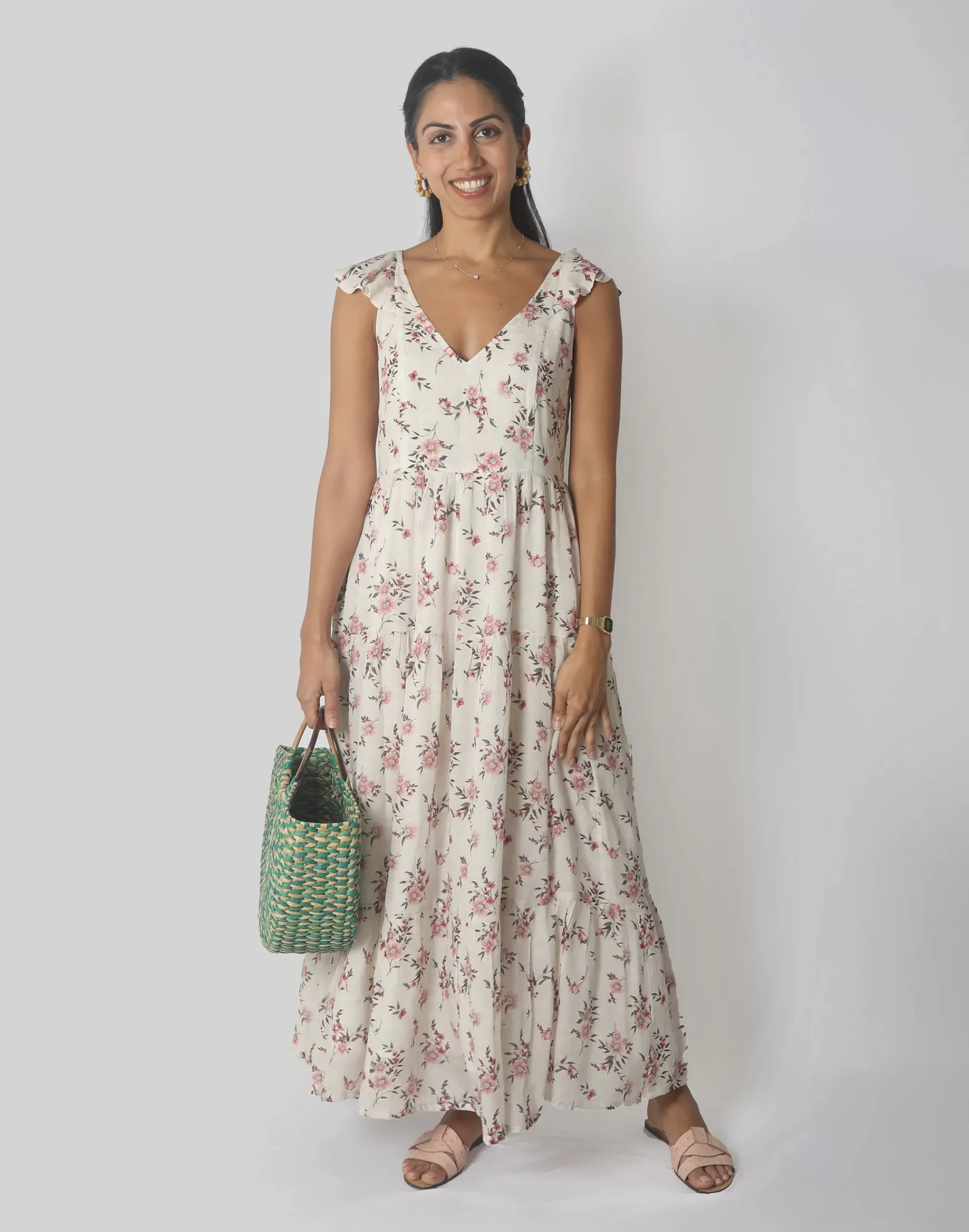 Madewell Dresses>Reistor Sky Is Ruffle Maxi Dress Pink