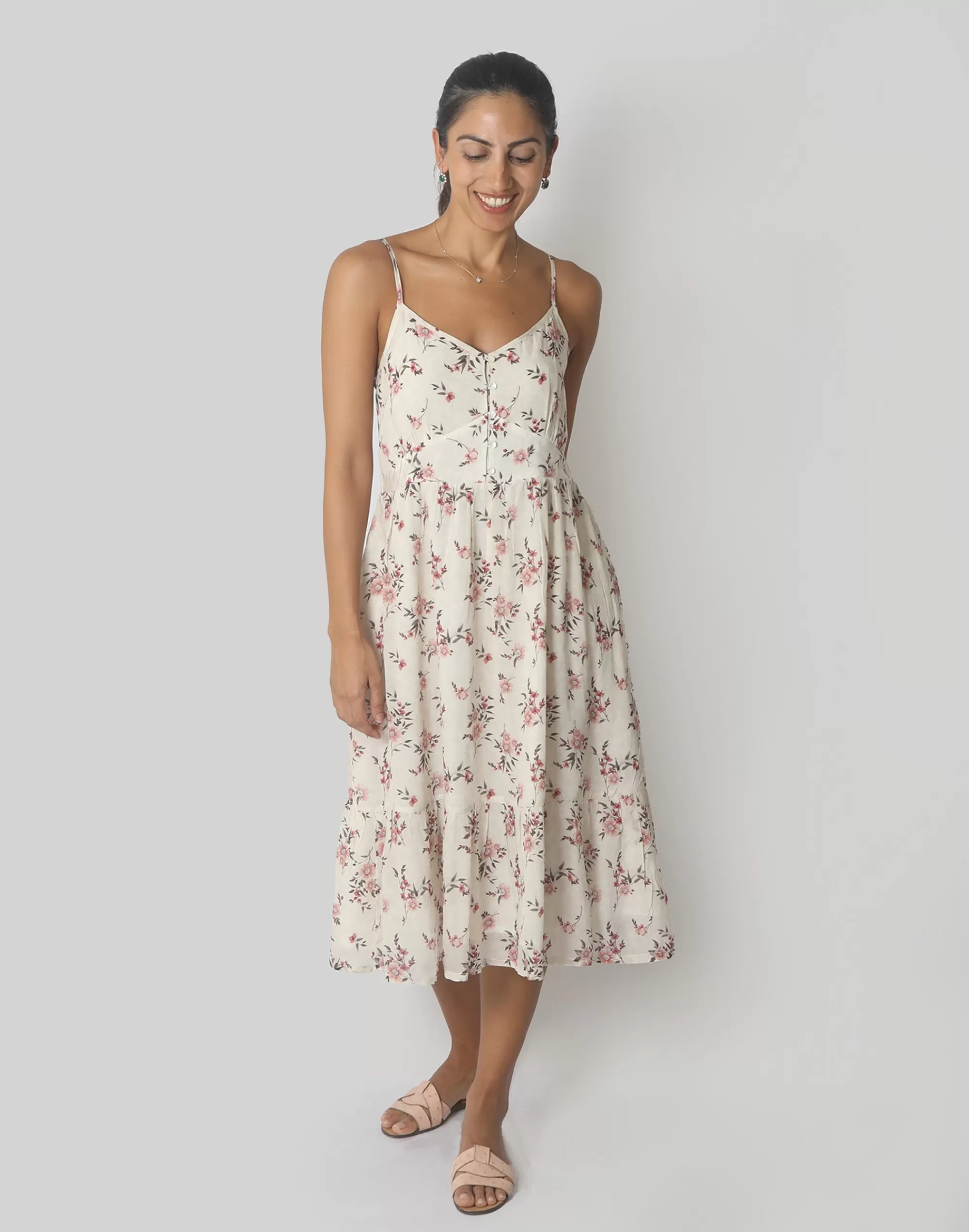 Madewell Dresses>Reistor Sunset Scenes Strappy Midi Dress Pink