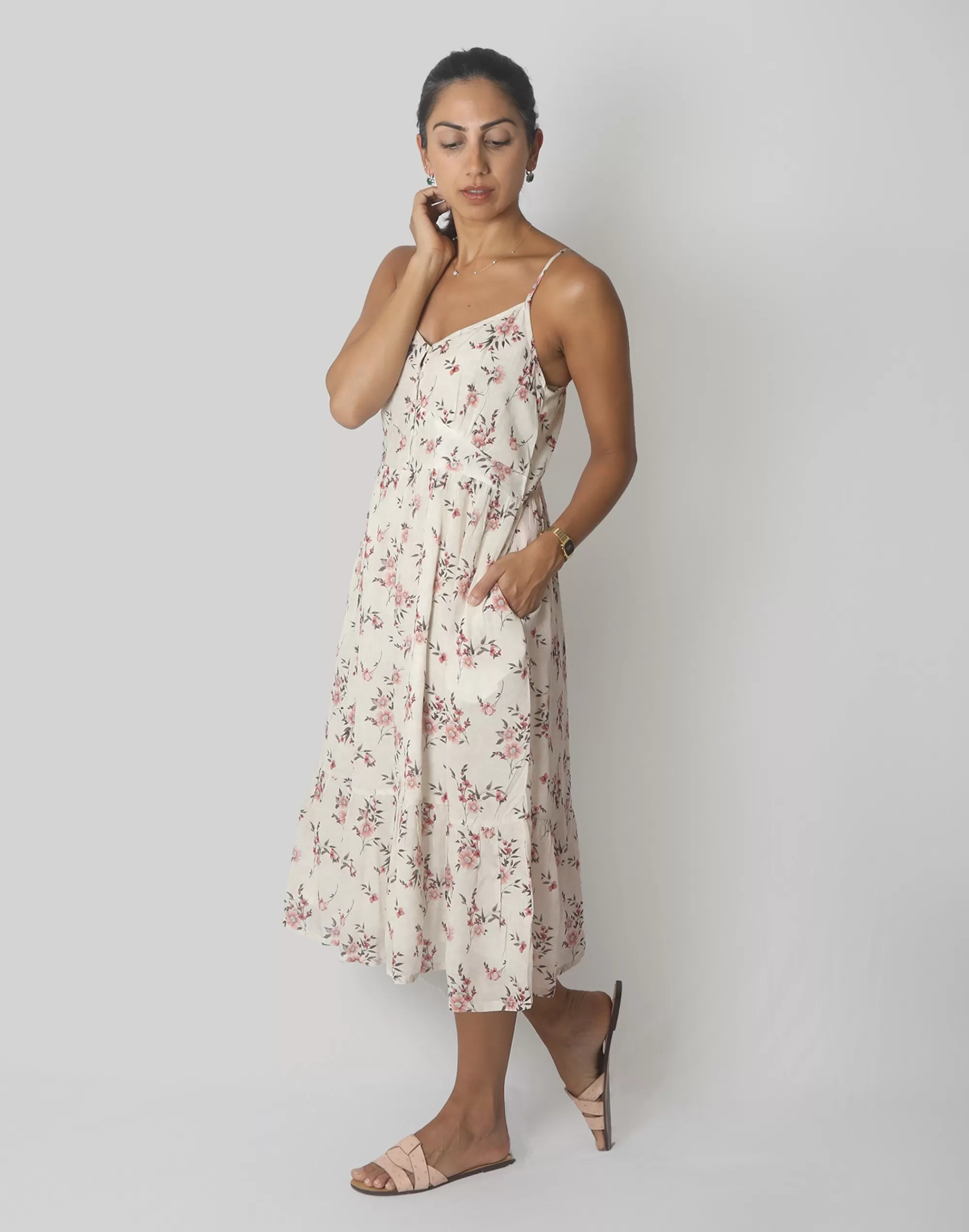 Madewell Dresses>Reistor Sunset Scenes Strappy Midi Dress Pink