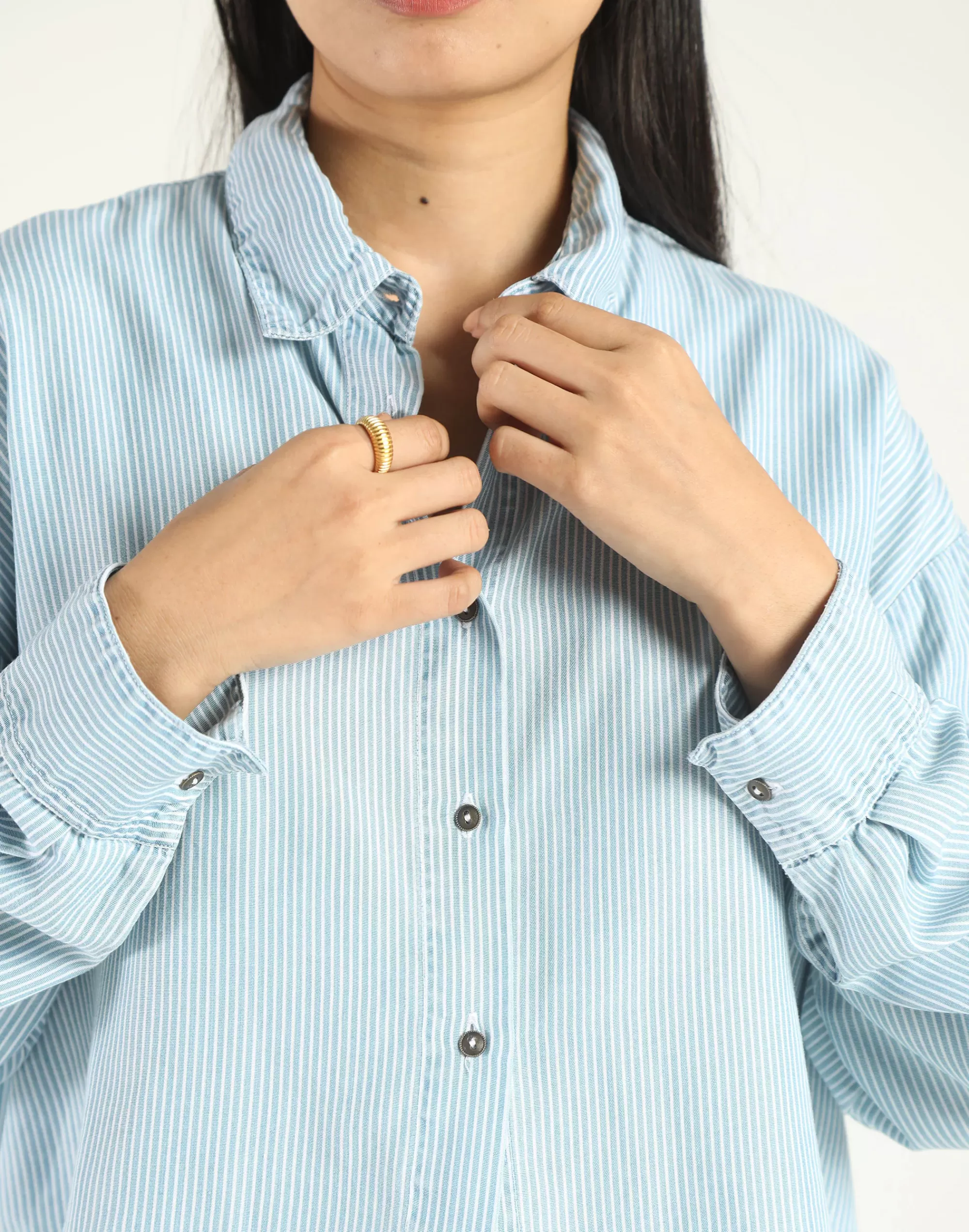 Madewell Tops & Shirts>Reistor Tencel Crop It Like Its's Hot Shirt Blue