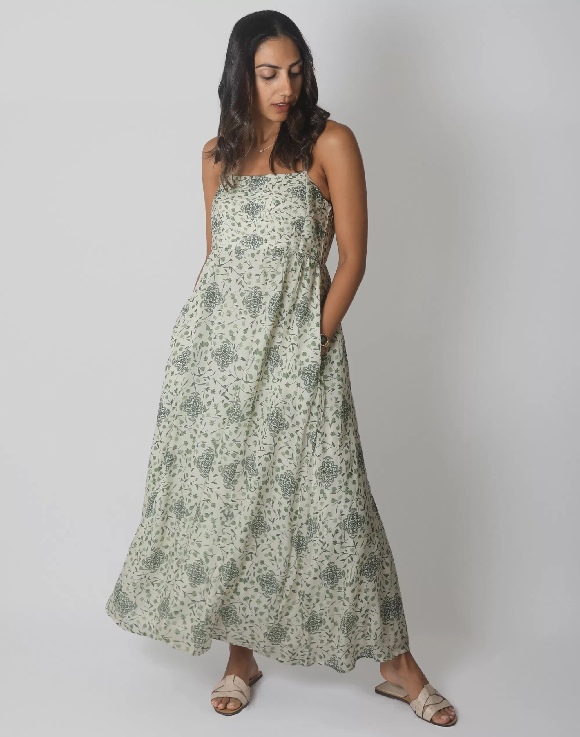 Madewell Dresses>Reistor The Jade Ruched Maxi Dress Green