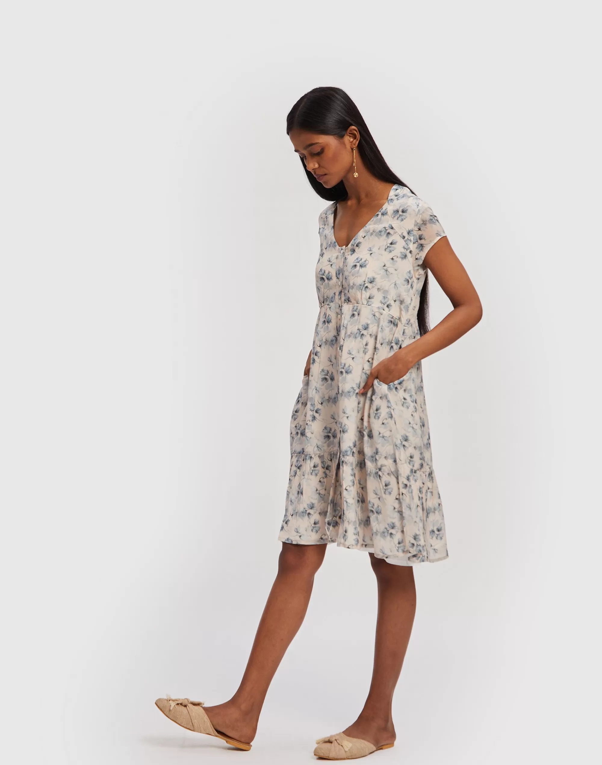 Madewell Dresses>Reistor Tiered Short Dress Sand