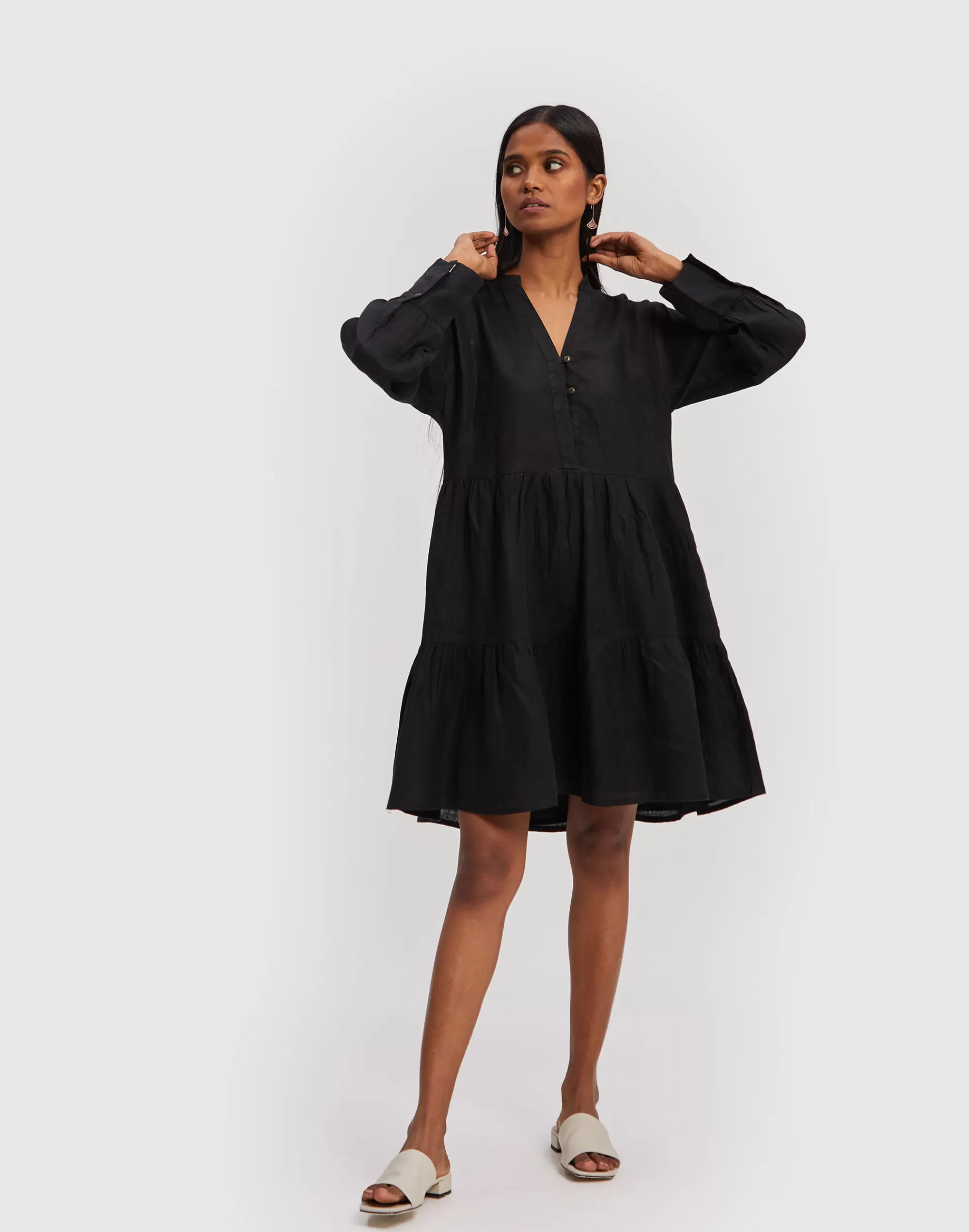 Madewell Dresses>Reistor V-Neck Tiered Dress Black