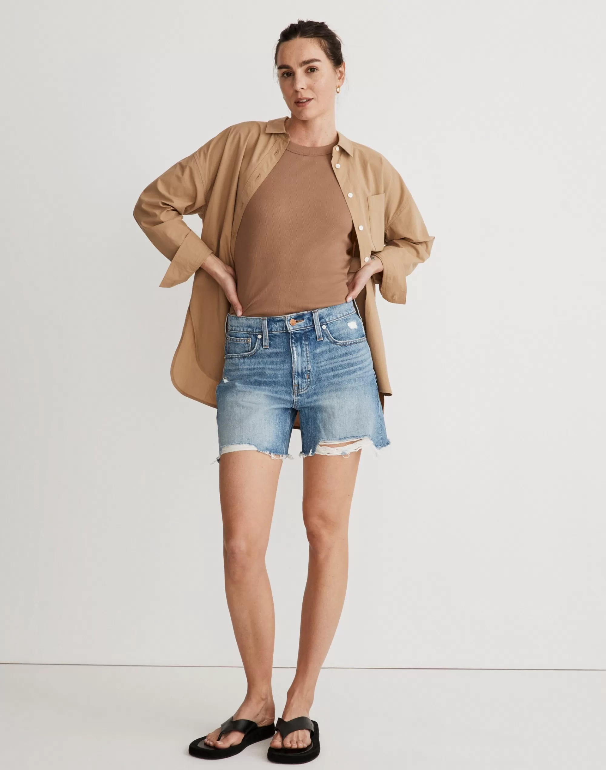 Madewell Relaxed Shorts>Relaxed Mid-Length Denim Shorts In Brockport Wash