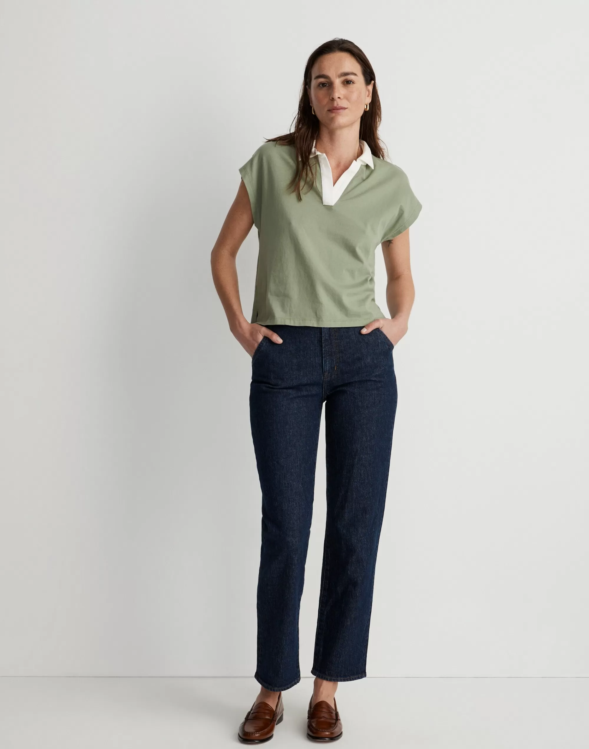 Madewell Tees>Relaxed Polo Tee Dried Aloe