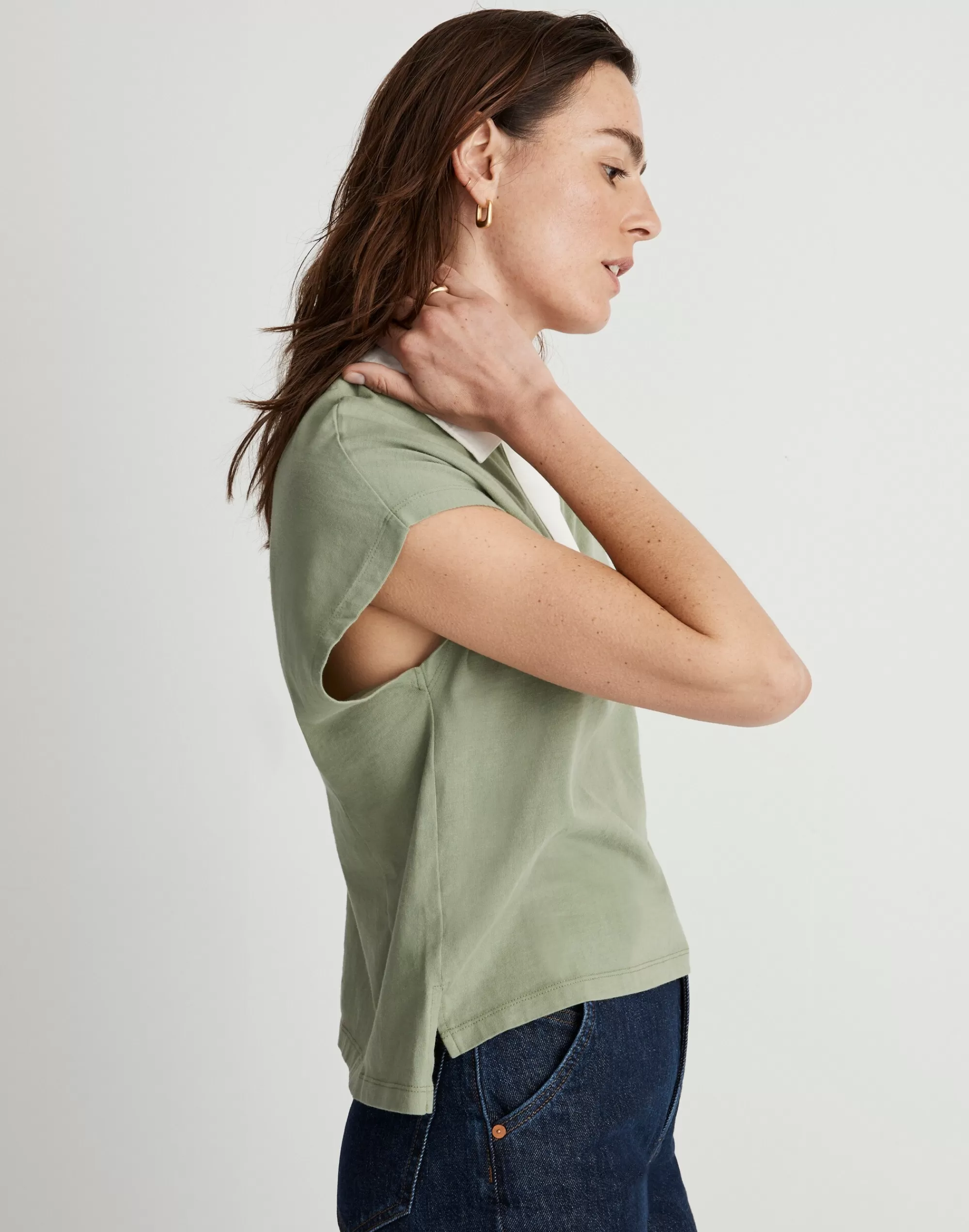 Madewell Tees>Relaxed Polo Tee Dried Aloe