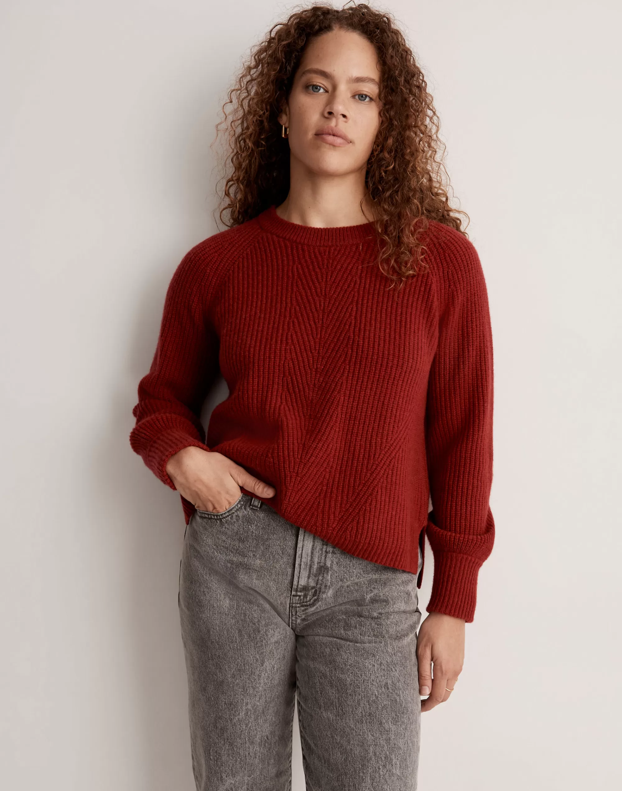 Madewell Sweaters>(Re)Sourced Cashmere Fisherman Sweater Hthr Garnet