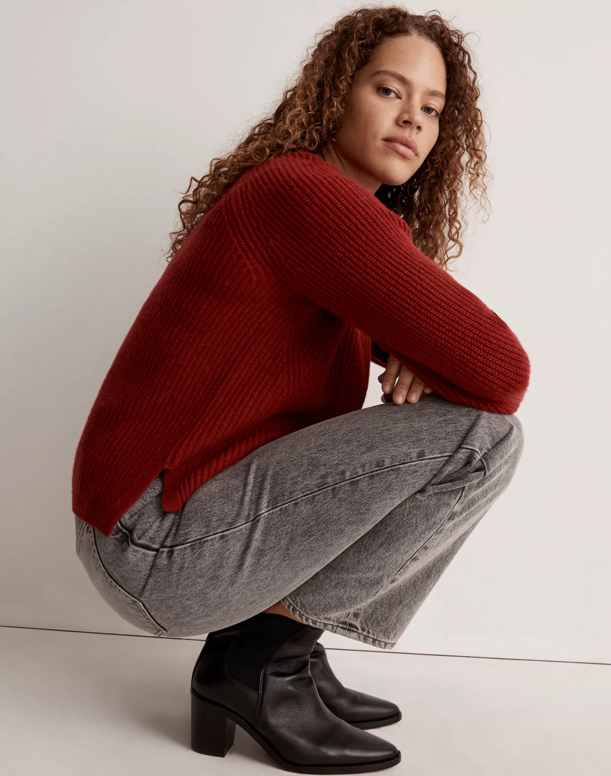 Madewell Sweaters>(Re)Sourced Cashmere Fisherman Sweater Hthr Garnet