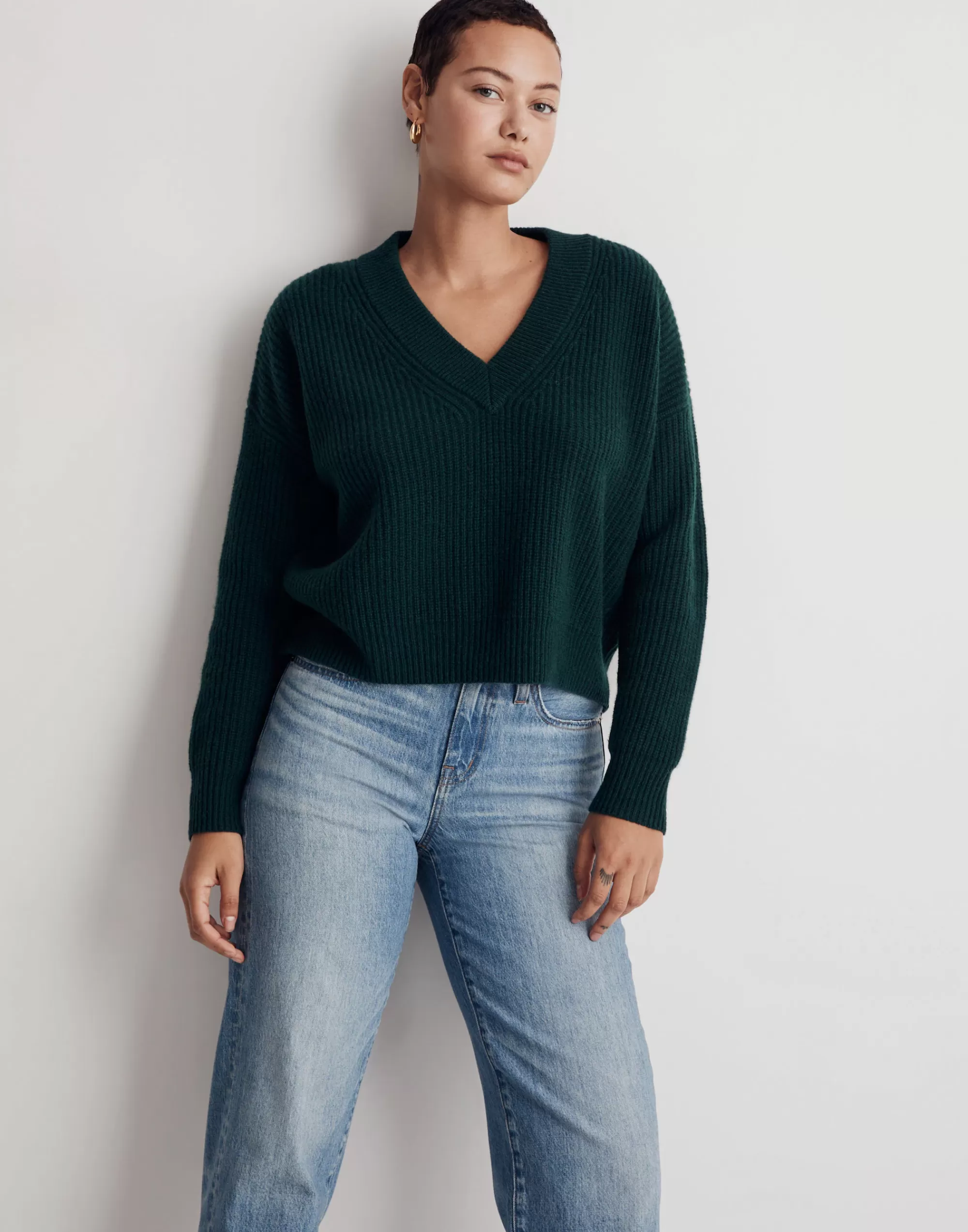 Madewell Sweaters>(Re)Sourced Cashmere V-Neck Pullover Sweater Bright Spruce