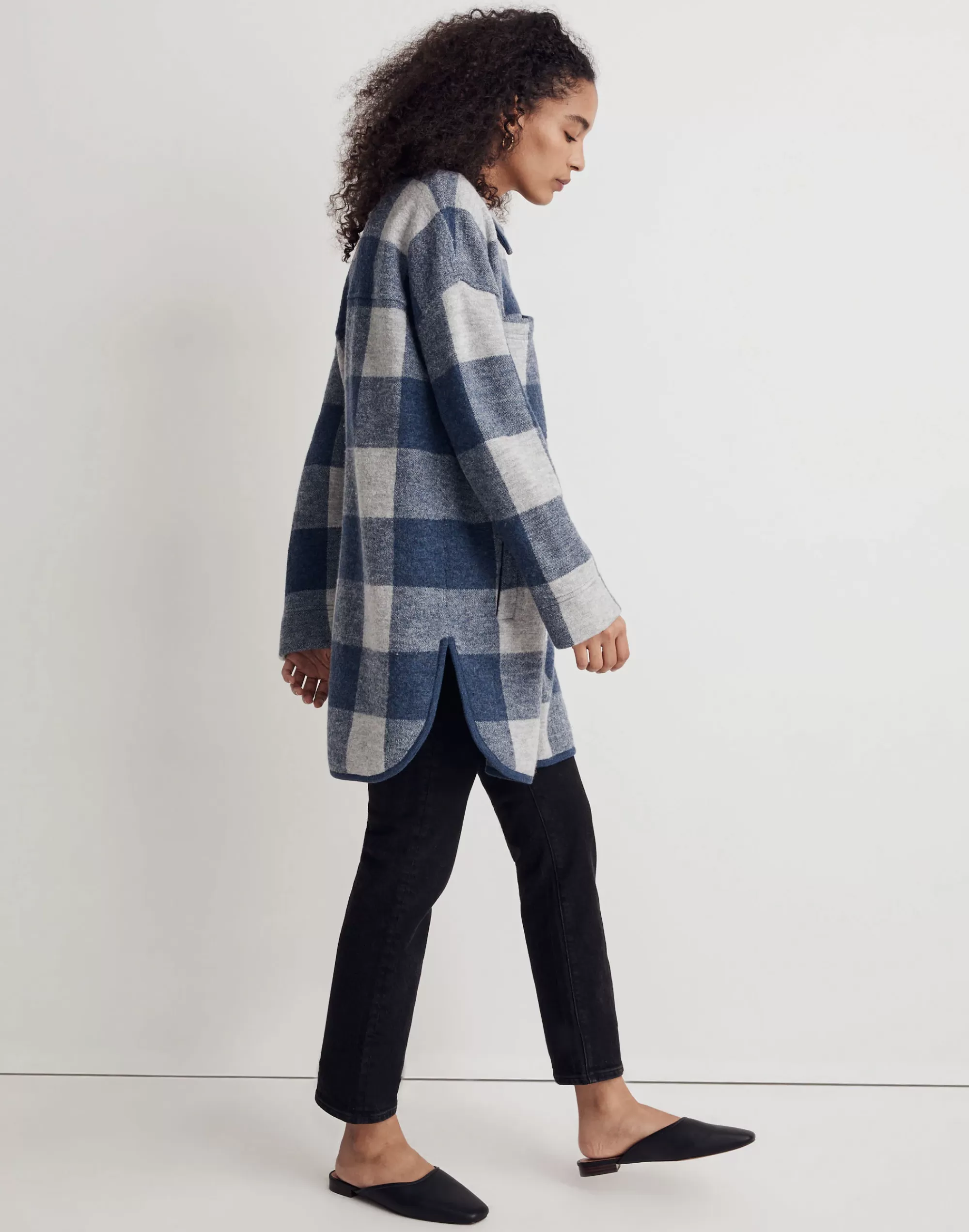 Madewell Jackets>(Re)Sponsible Boiled Wool Sweater Jacket In Buffalo Check Heather Cove